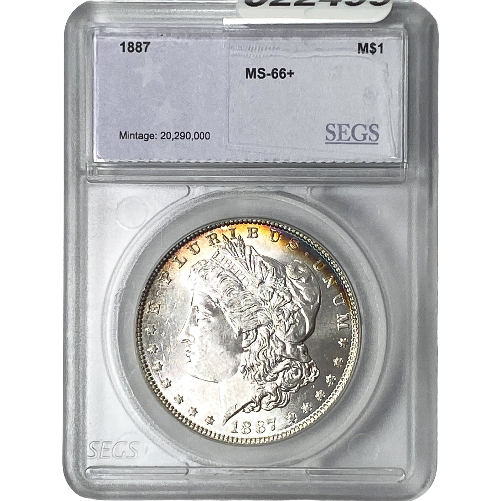 1887 Morgan Silver Dollar SEGS MS66+: 1887 Morgan Silver Dollar SEGS MS66+