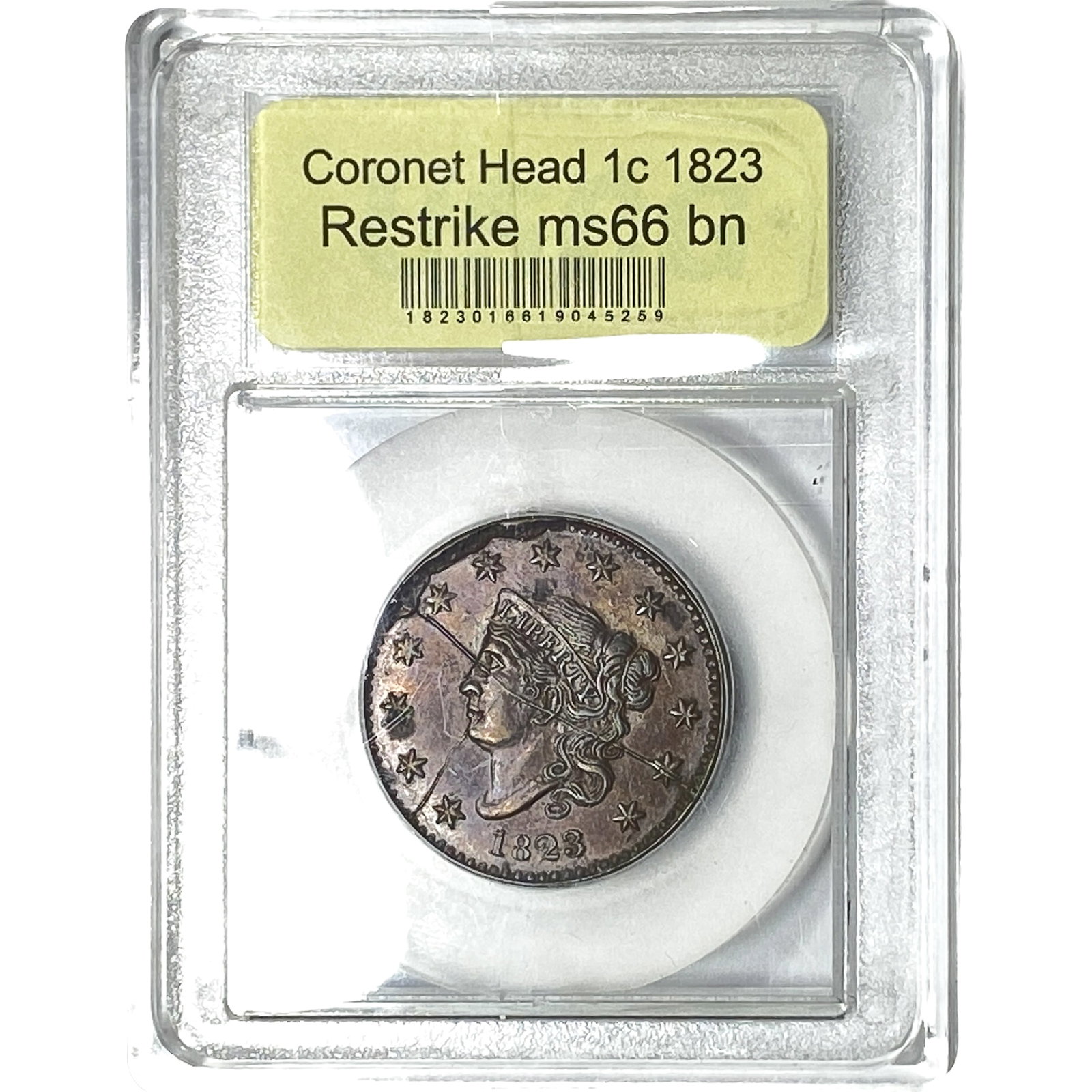 1823 Coronet Head Large Cent USCG MS66 BN Restrike (1 of 2)
