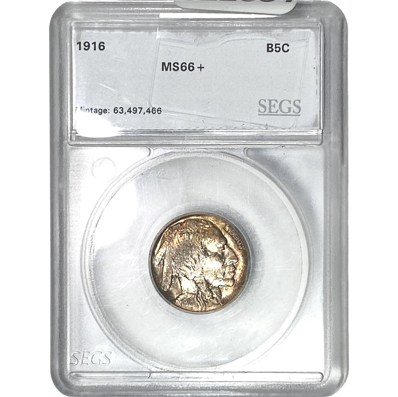 1916 Buffalo Nickel SEGS MS66+: 1916 Buffalo Nickel SEGS MS66+