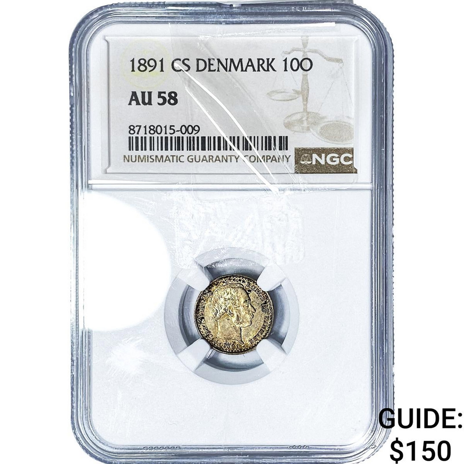 1891 Denmark Silver 10 Ore NGC AU58 (1 of 2)
