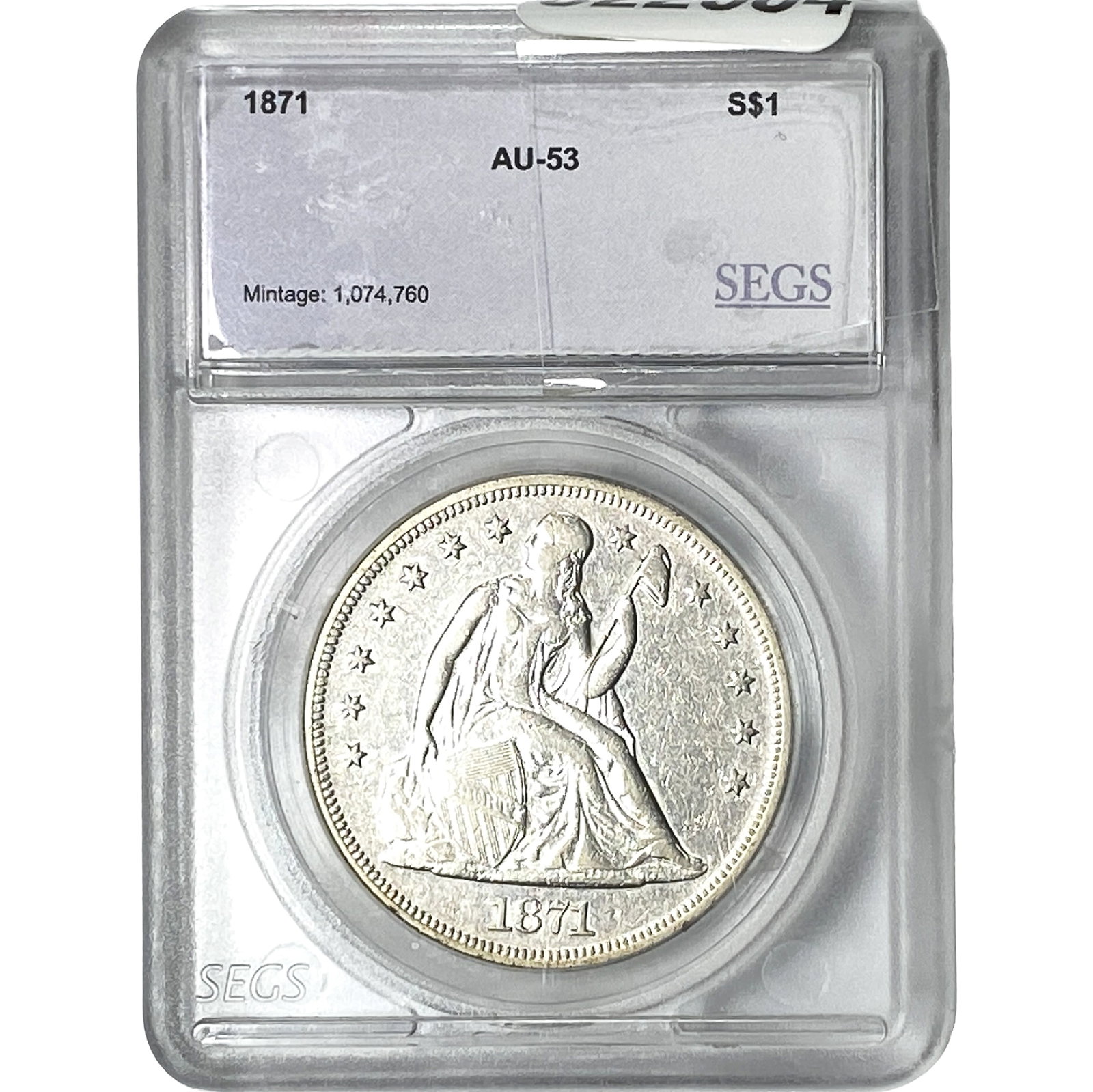 1871 Seated Liberty Dollar SEGS AU53 (1 of 2)