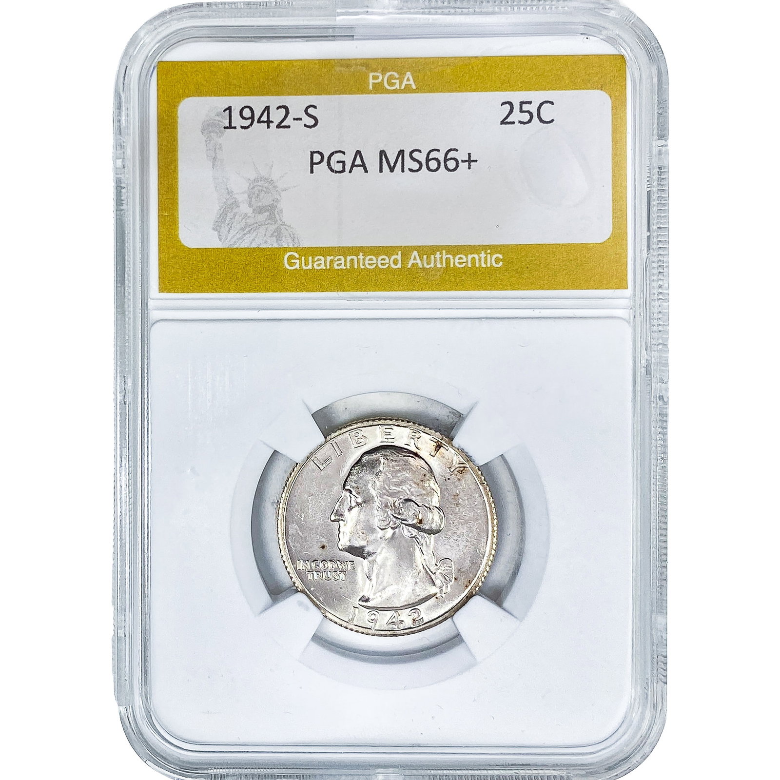 1942-S Washington Silver Quarter PGA MS66+: 1942-S Washington Silver Quarter PGA MS66+