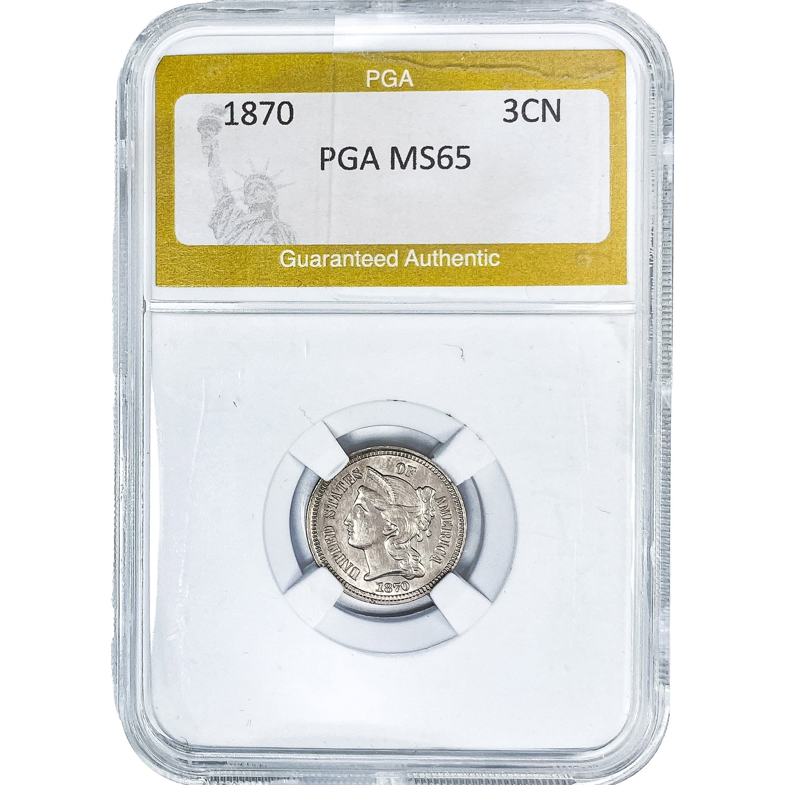 1870 Nickel Three Cent PGA MS65: 1870 Nickel Three Cent PGA MS65