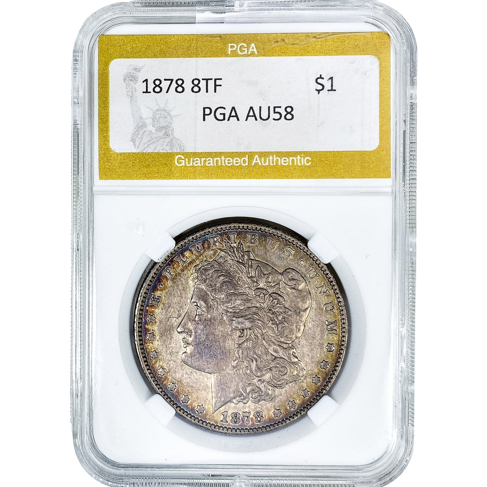 1878 8TF Morgan Silver Dollar PGA AU58: 1878 8TF Morgan Silver Dollar PGA AU58