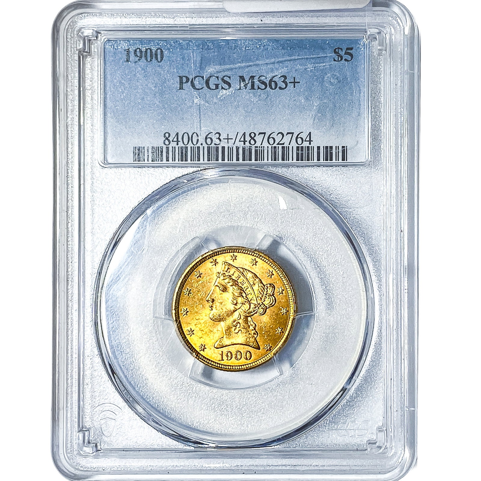 1900 $5 Gold Half Eagle PCGS MS63+: 1900 $5 Gold Half Eagle PCGS MS63+