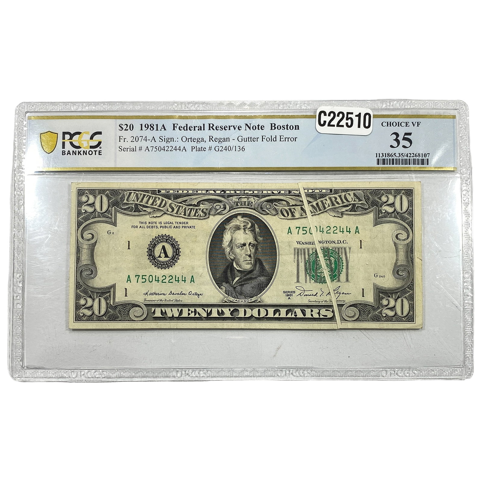 1971 A $20 Federal Reserve Note- Boston CH VF 35: 1971 A $20 Federal Reserve Note- Boston CH VF 35