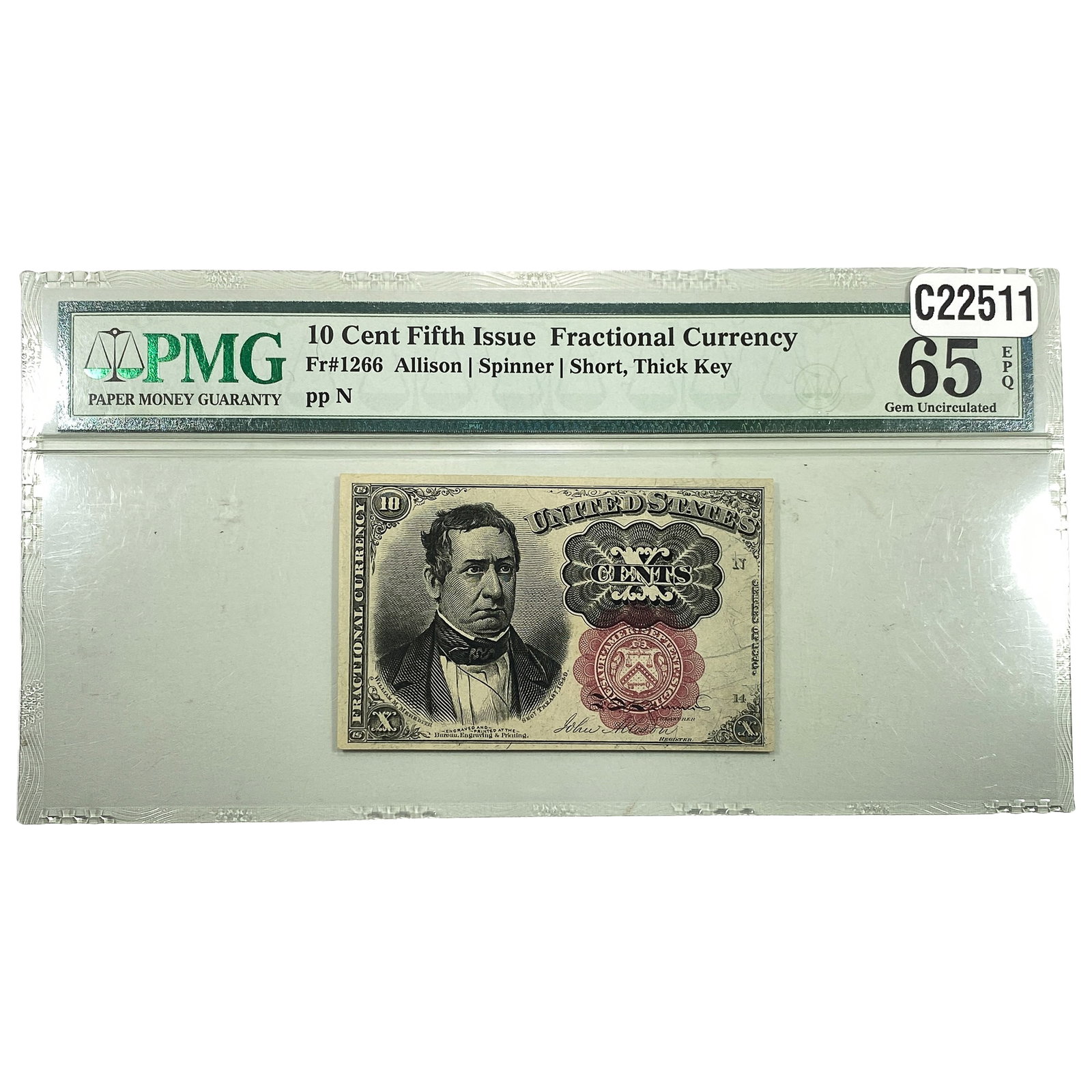 1874 U.S. 10C 5th Issue Fractional Currency PMG (1 of 2)