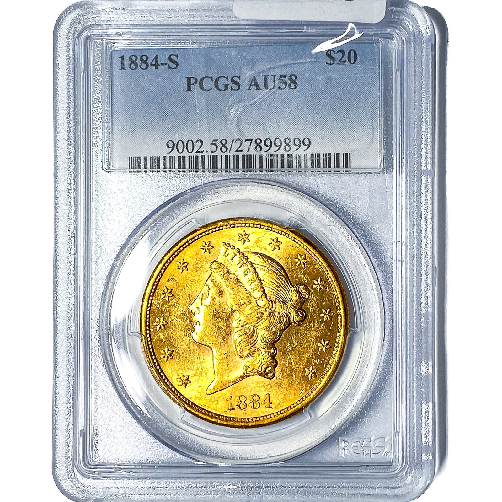 1884-S $20 Gold Double Eagle PCGS AU58: 1884-S $20 Gold Double Eagle PCGS AU58