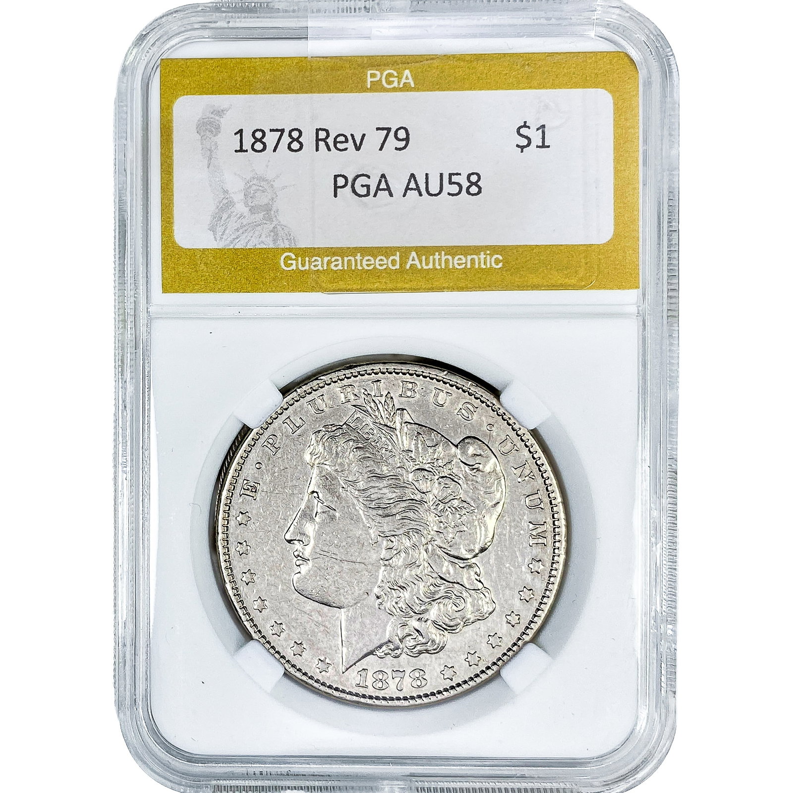 1878 Rev 79 Morgan Silver Dollar PGA AU58: 1878 Rev 79 Morgan Silver Dollar PGA AU58