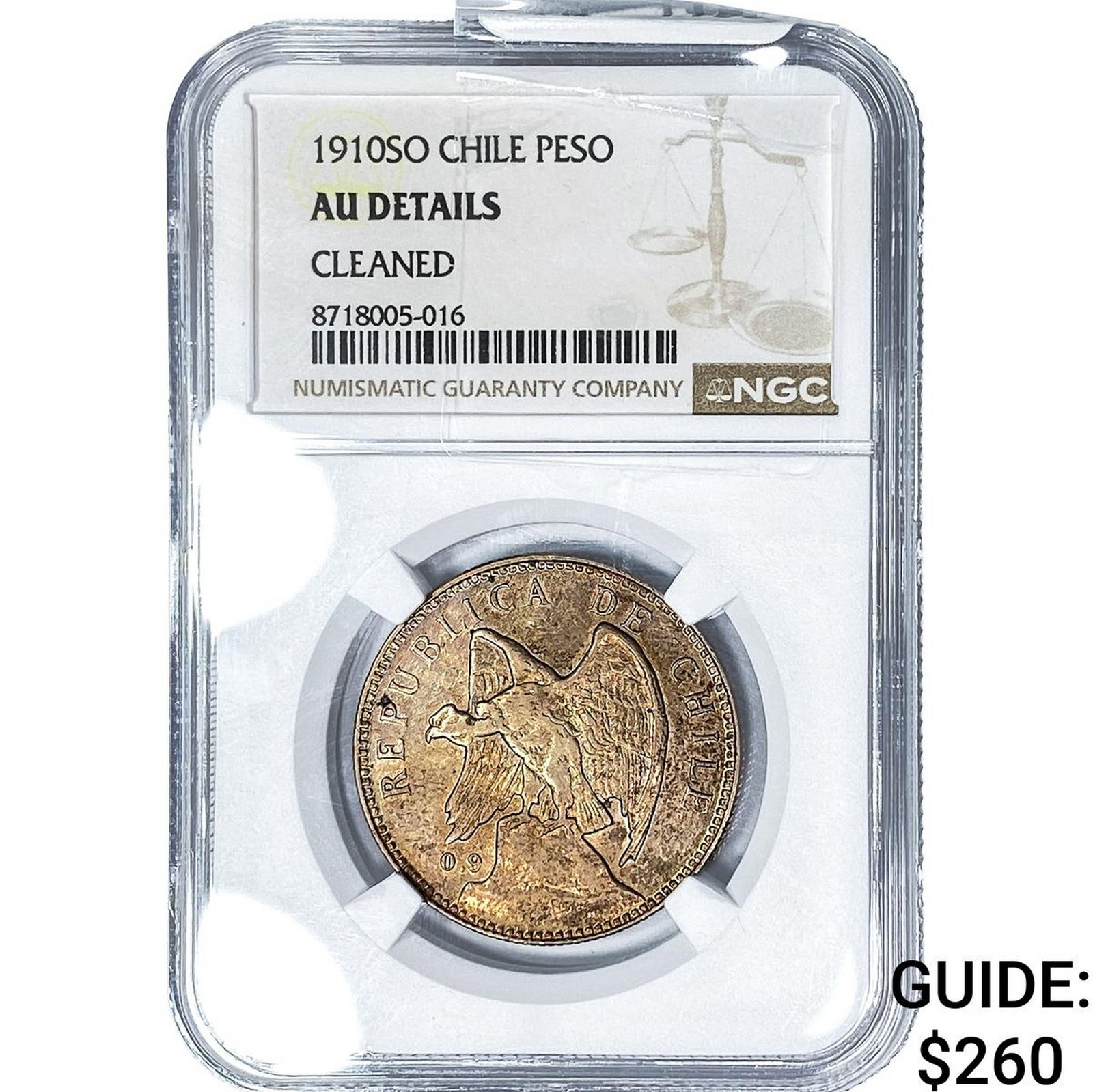 1910-SO 1910-SO Chile Silver 1 Peso NGC AU Details (1 of 2)