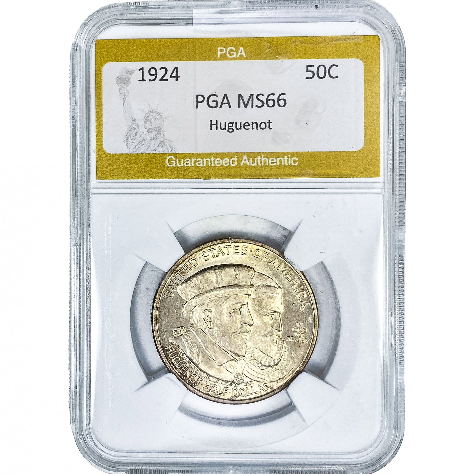 1924 Huguenot Half Dollar PGA MS66: 1924 Huguenot Half Dollar PGA MS66