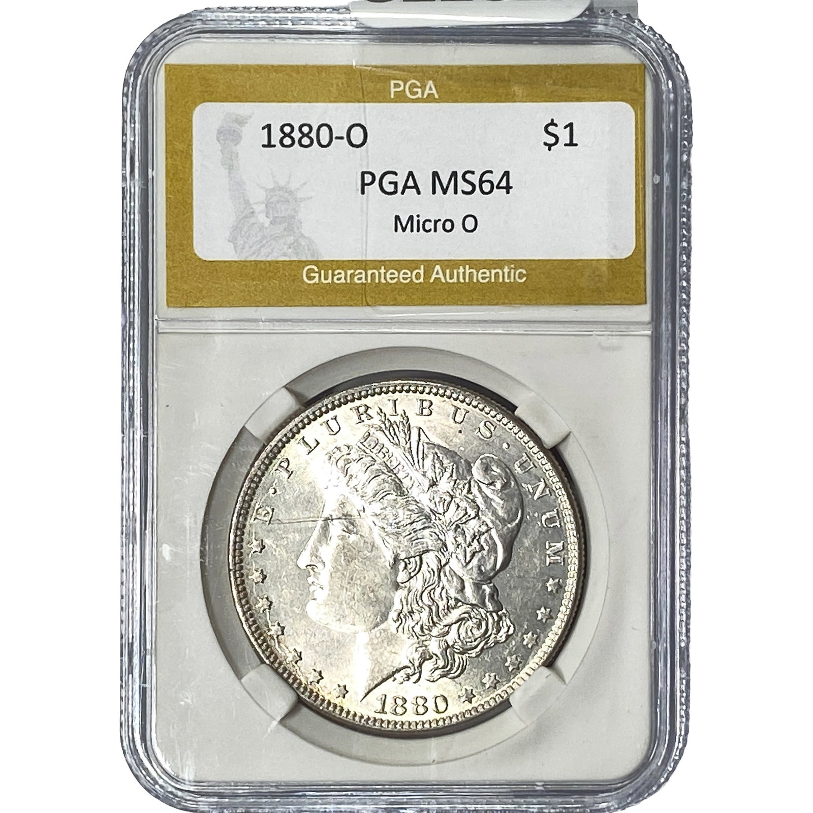 1880-O Morgan Silver Dollar PGA MS64 Micro O: 1880-O Morgan Silver Dollar PGA MS64 Micro O