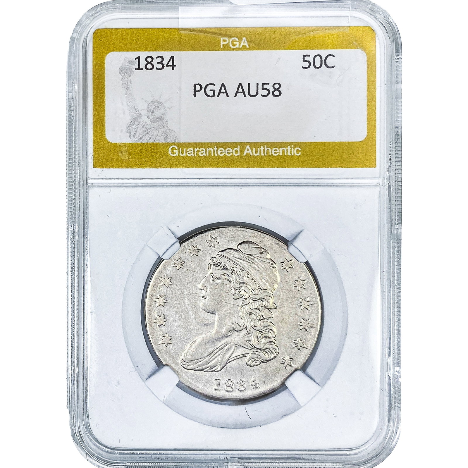 1834 Capped Bust Half Dollar PGA AU58: 1834 Capped Bust Half Dollar PGA AU58