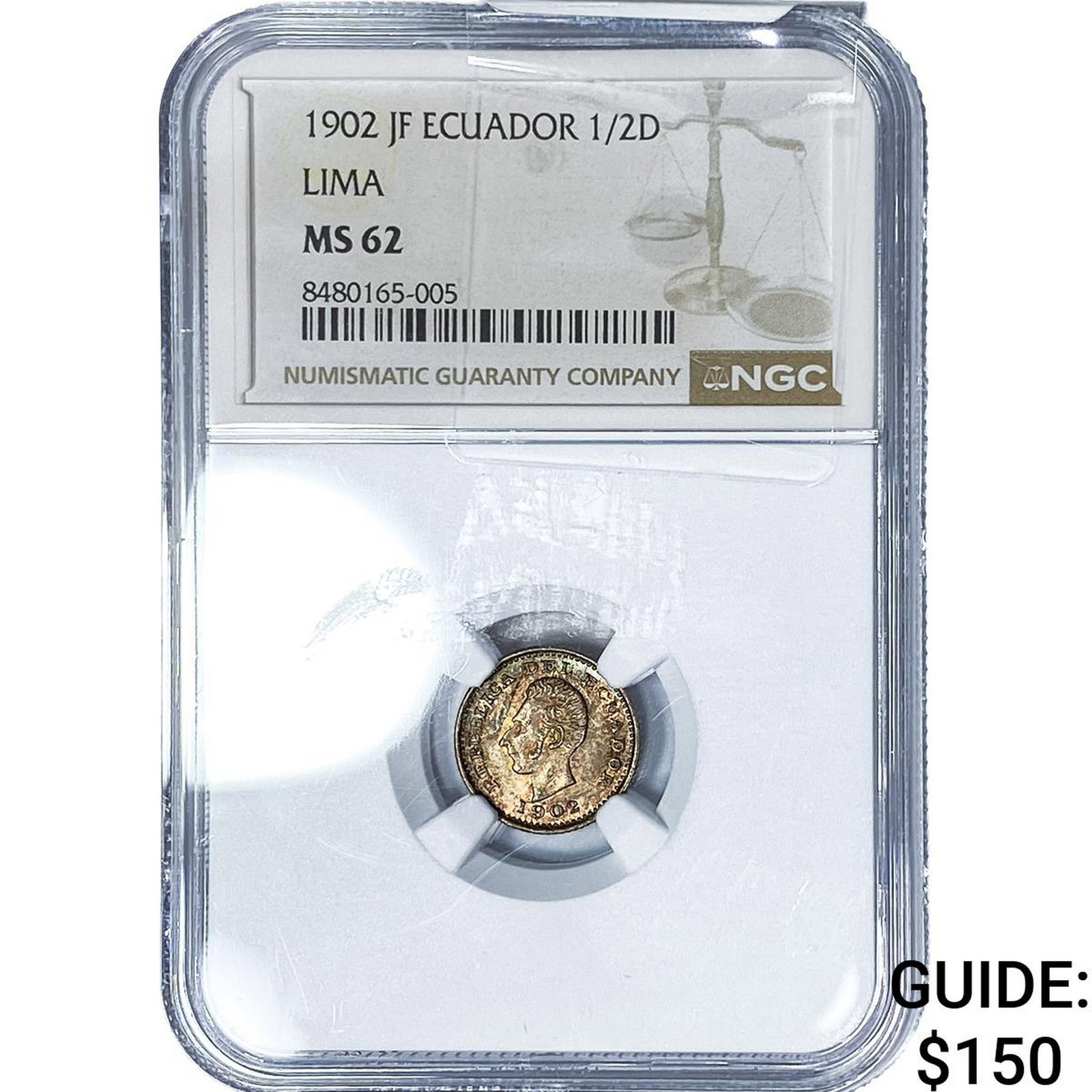 1902 Ecuador Silver 1/2 Sucres Toned! NGC MS62 (1 of 2)