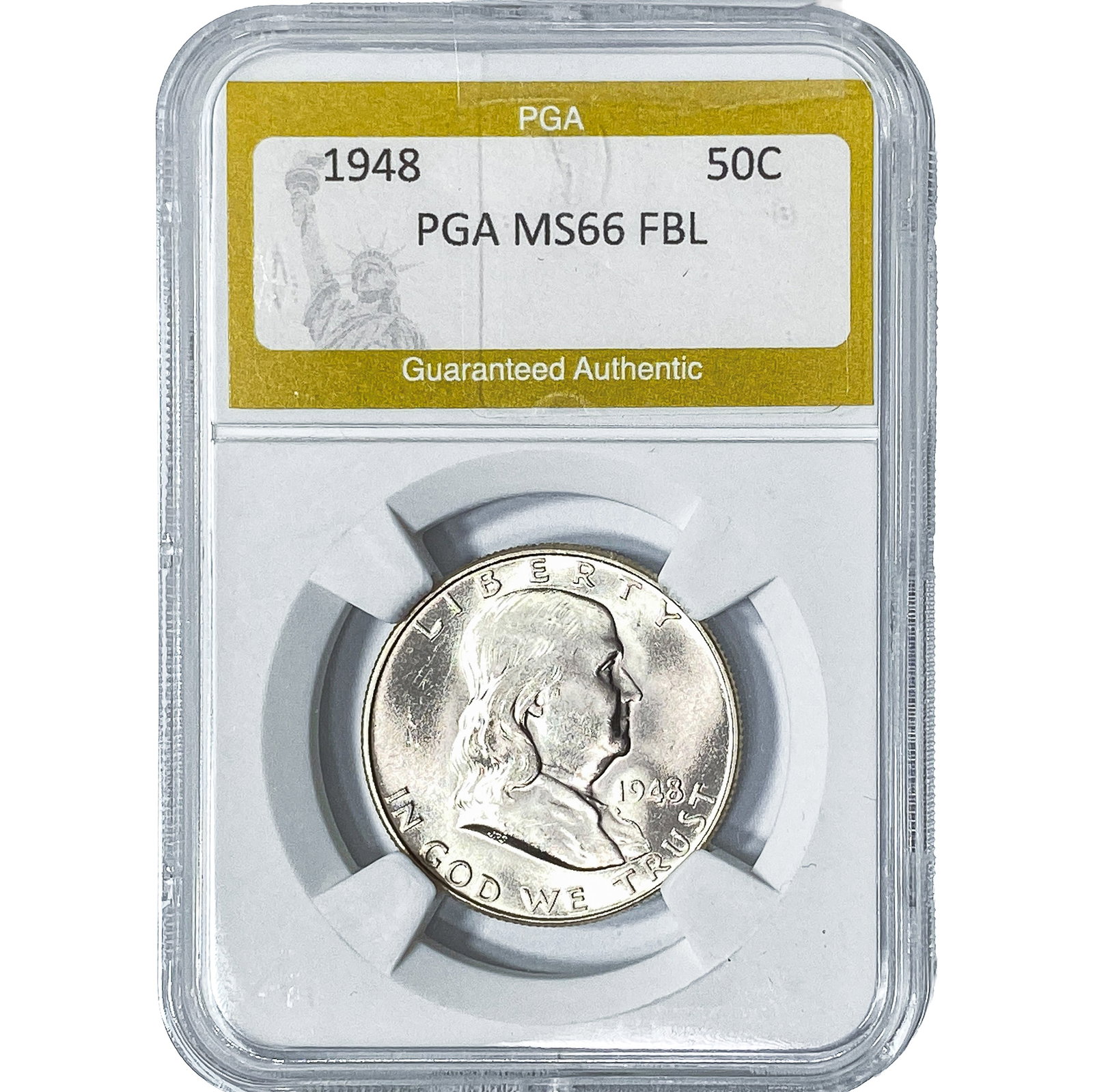 1948 Franklin Half Dollar PGA MS66 FBL: 1948 Franklin Half Dollar PGA MS66 FBL