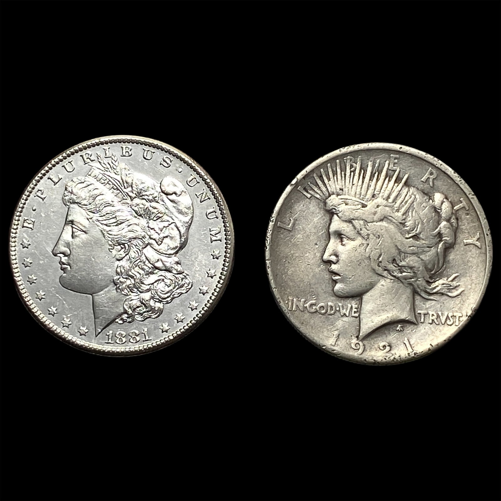[2] 1881-1921 Morgan & Peace Silver Dollar Lot: [2] 1881-1921 Morgan & Peace Silver Dollar Lot