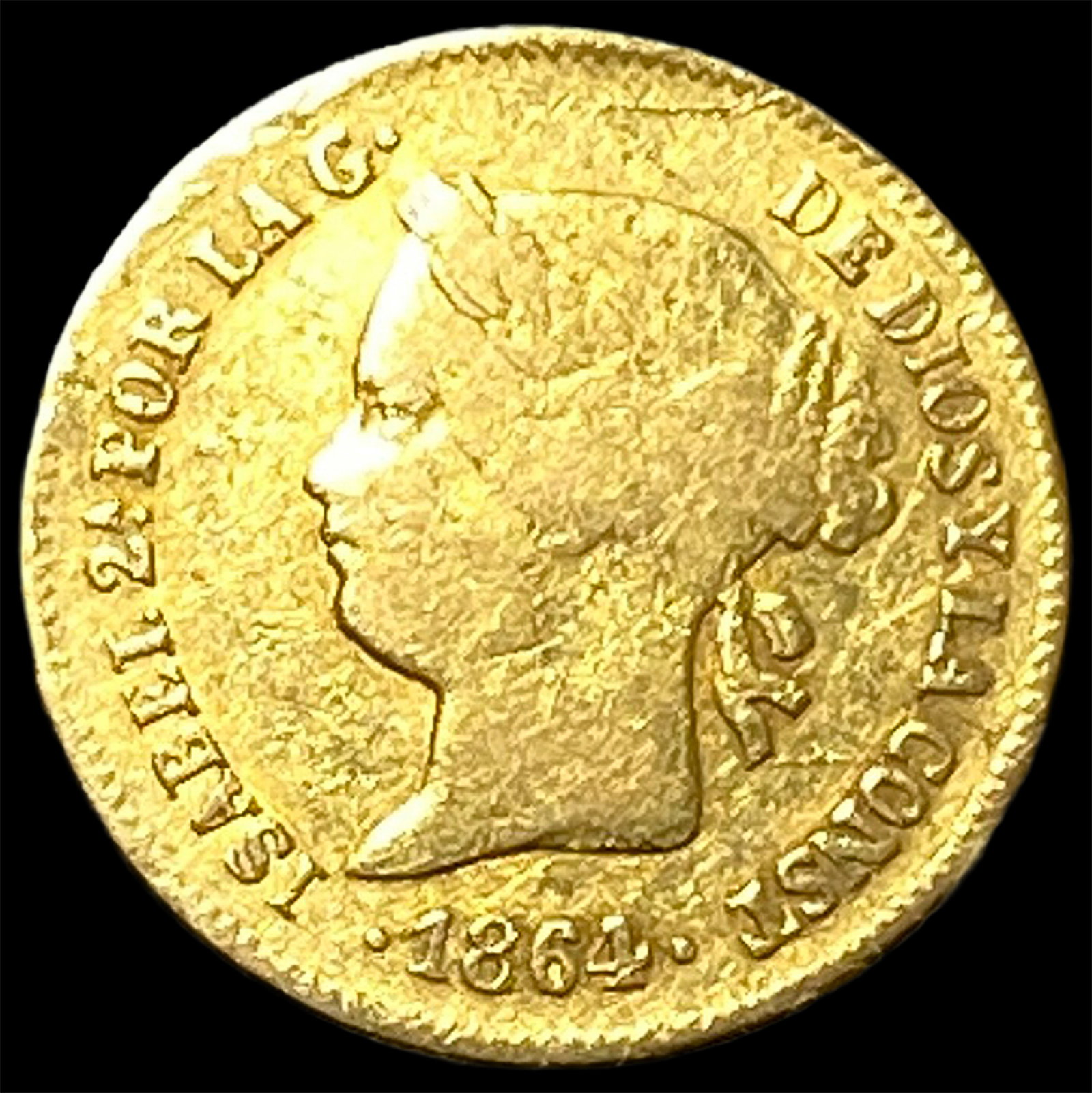 1864 Philippines Gold 1 Peso .0476 AGW: 1864 Philippines Gold 1 Peso .0476 AGW