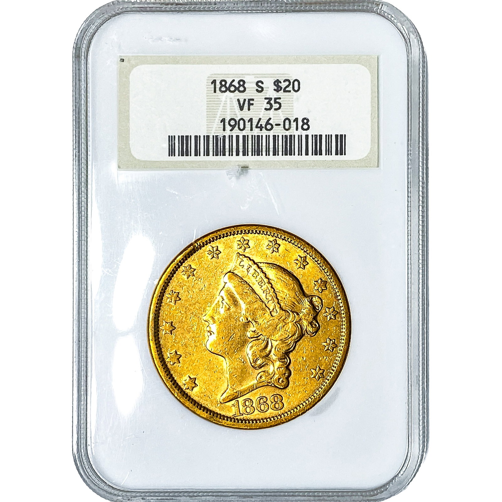 1868-S $20 Gold Double Eagle NGC VF35: 1868-S $20 Gold Double Eagle NGC VF35