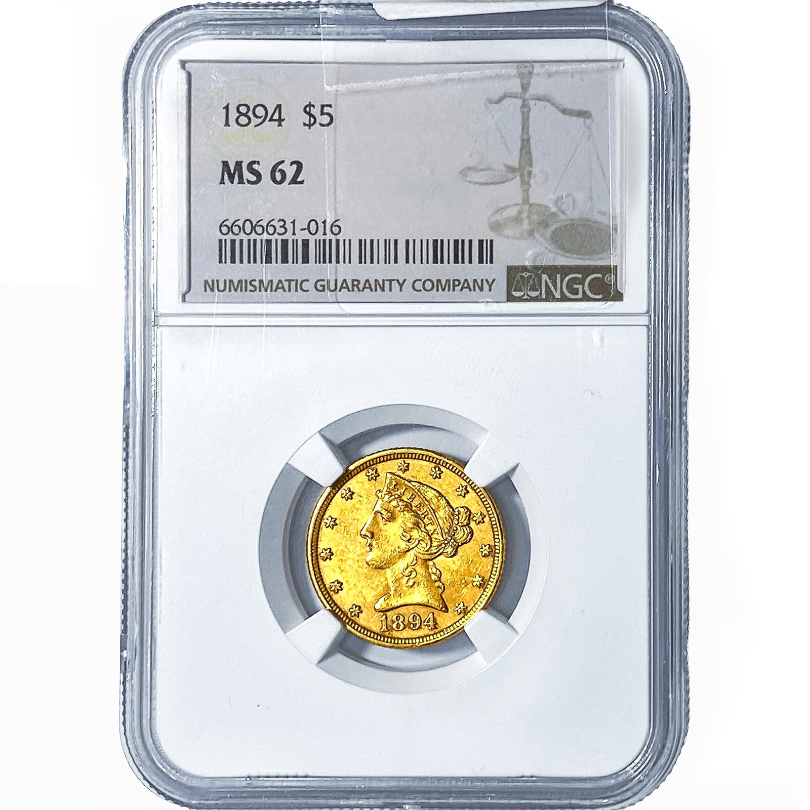 1894 $5 Gold Half Eagle NGC MS62: 1894 $5 Gold Half Eagle NGC MS62