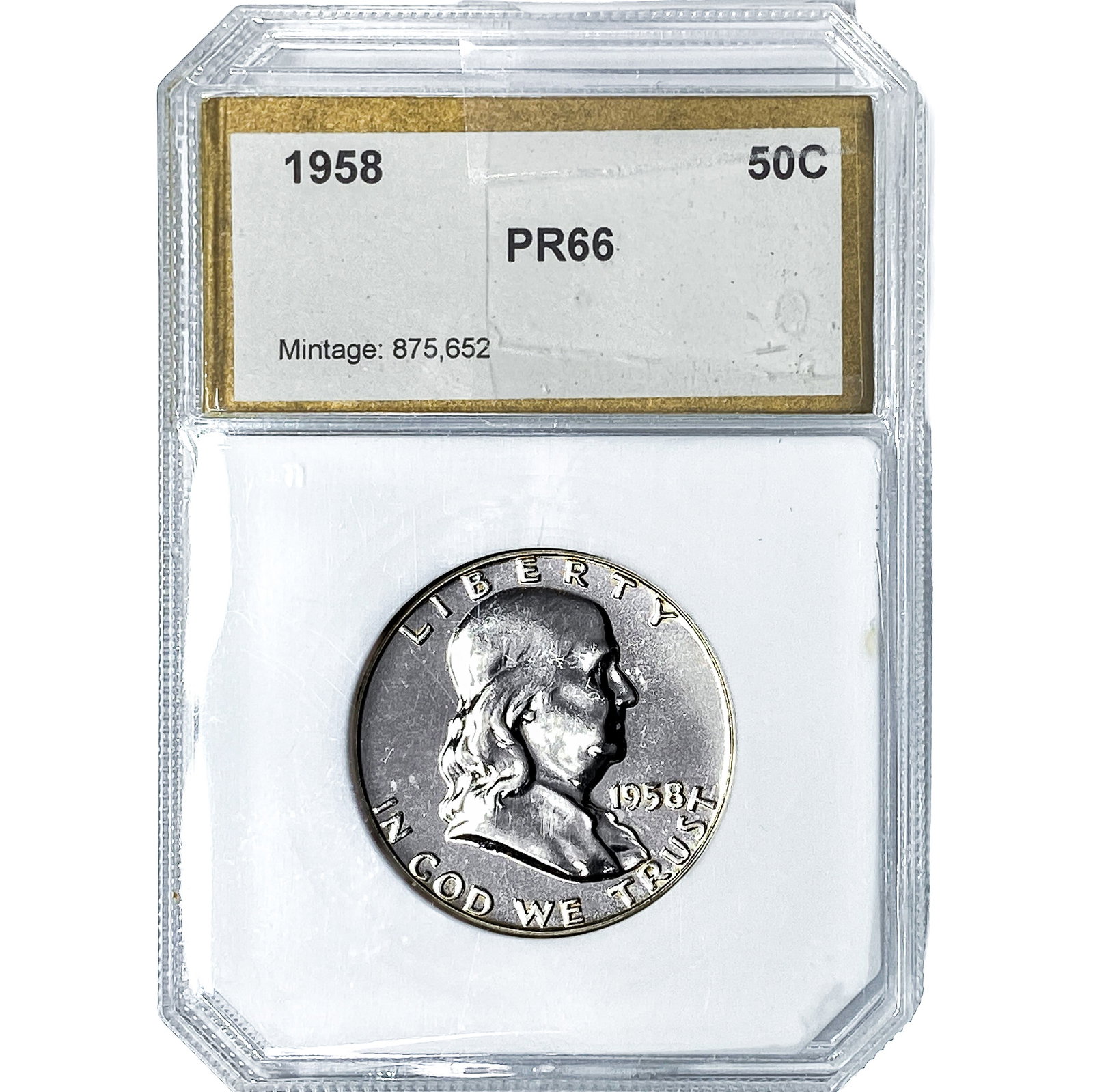 1958 Franklin Half Dollar PCI PR66: 1958 Franklin Half Dollar PCI PR66
