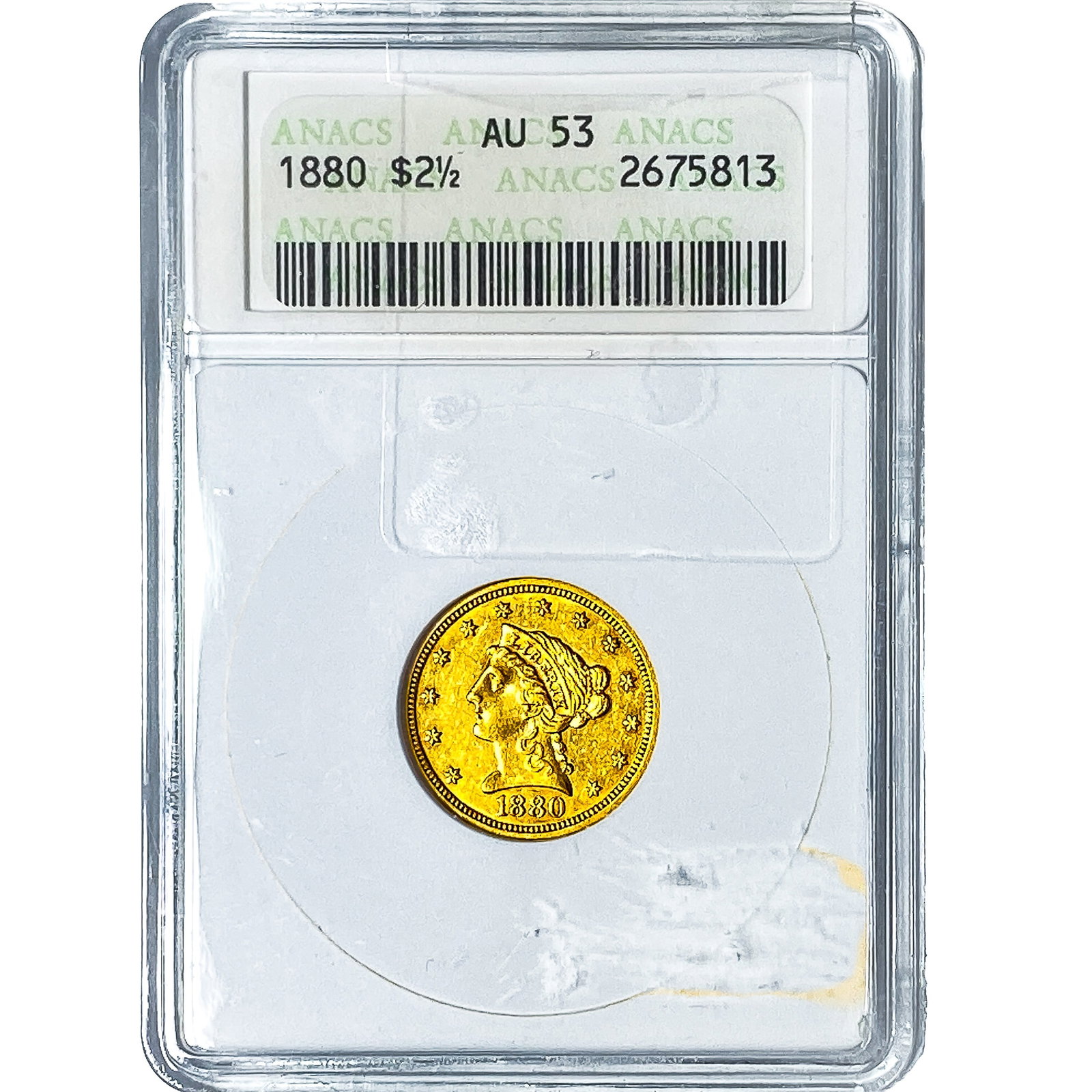 1880 $2.50 Gold Quarter Eagle ANACS AU53: 1880 $2.50 Gold Quarter Eagle ANACS AU53