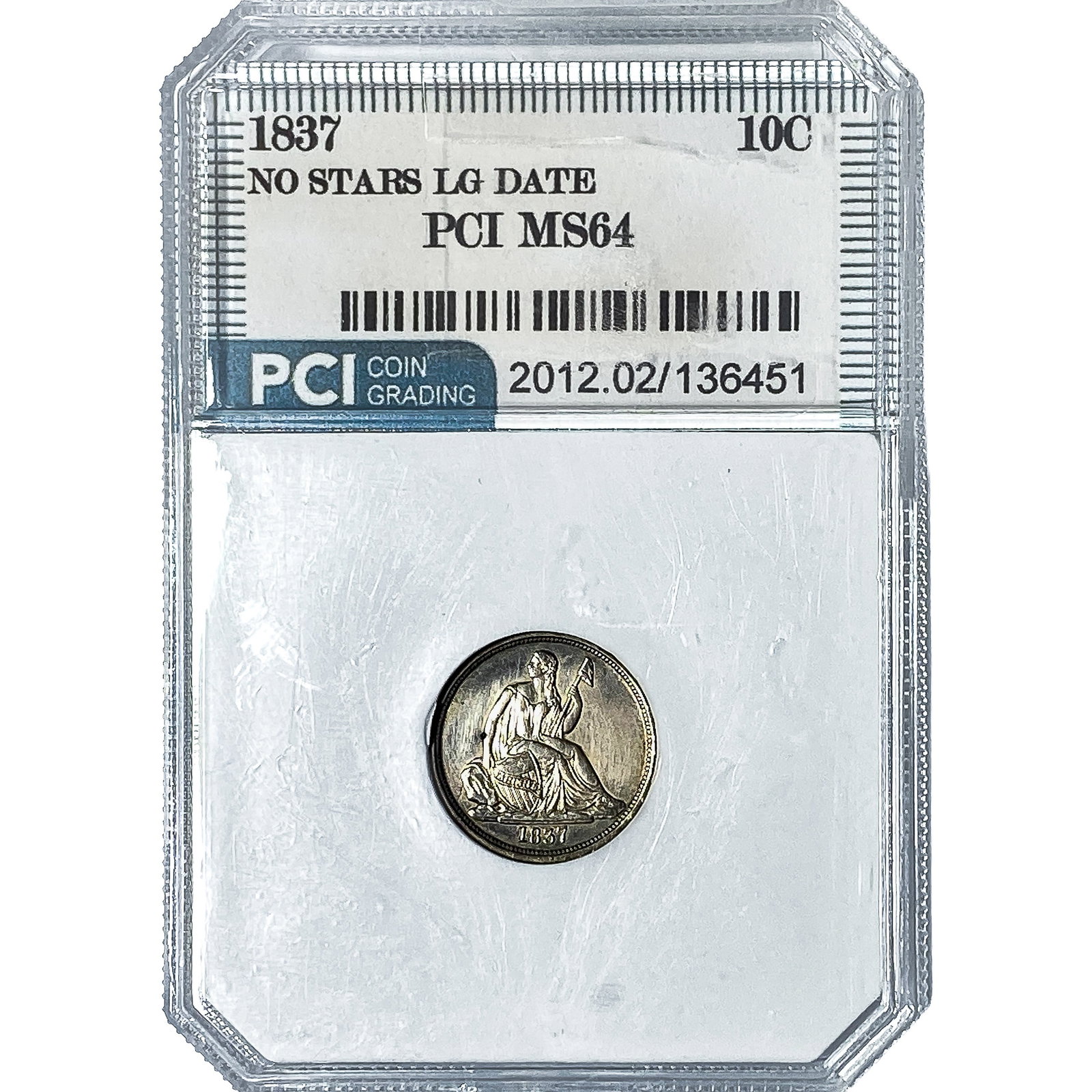 1837 Seated Liberty Dime PCI MS64: 1837 Seated Liberty Dime PCI MS64