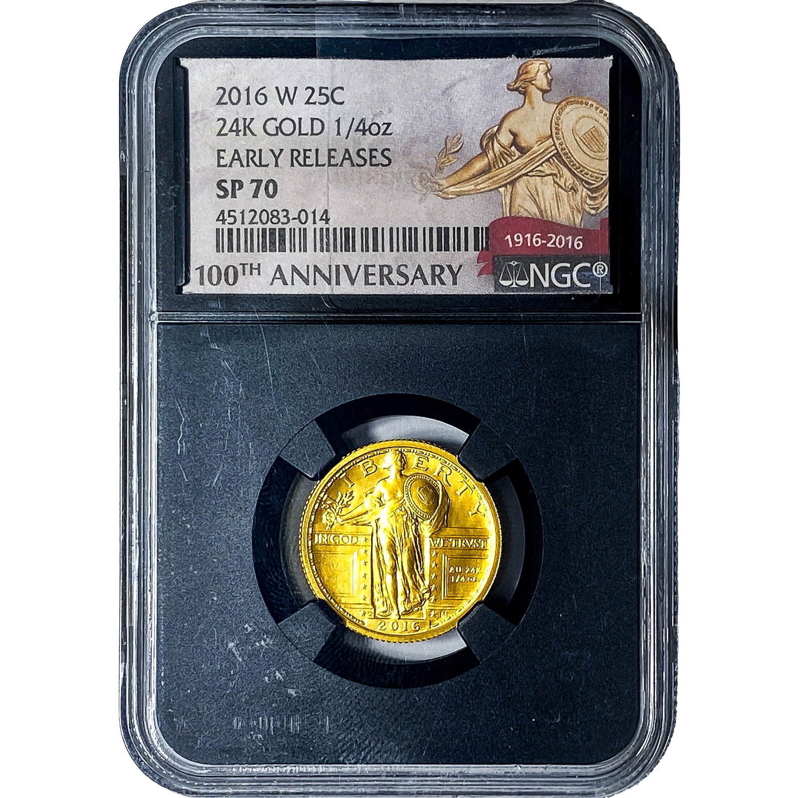 2016-W 25C 24K Gold Standing Liberty 1/4oz NGC SP70: 2016-W 25C 24K Gold Standing Liberty 1/4oz NGC SP70