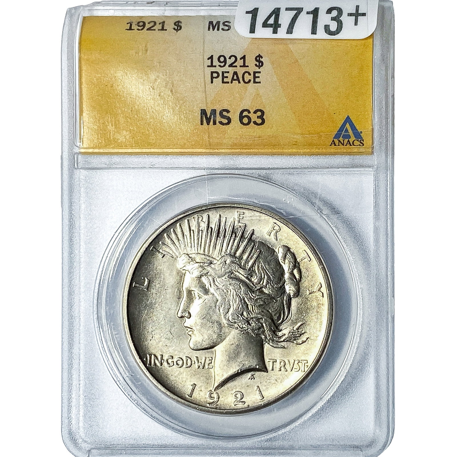 1921 Silver Peace Dollar ANACS MS63: 1921 Silver Peace Dollar ANACS MS63
