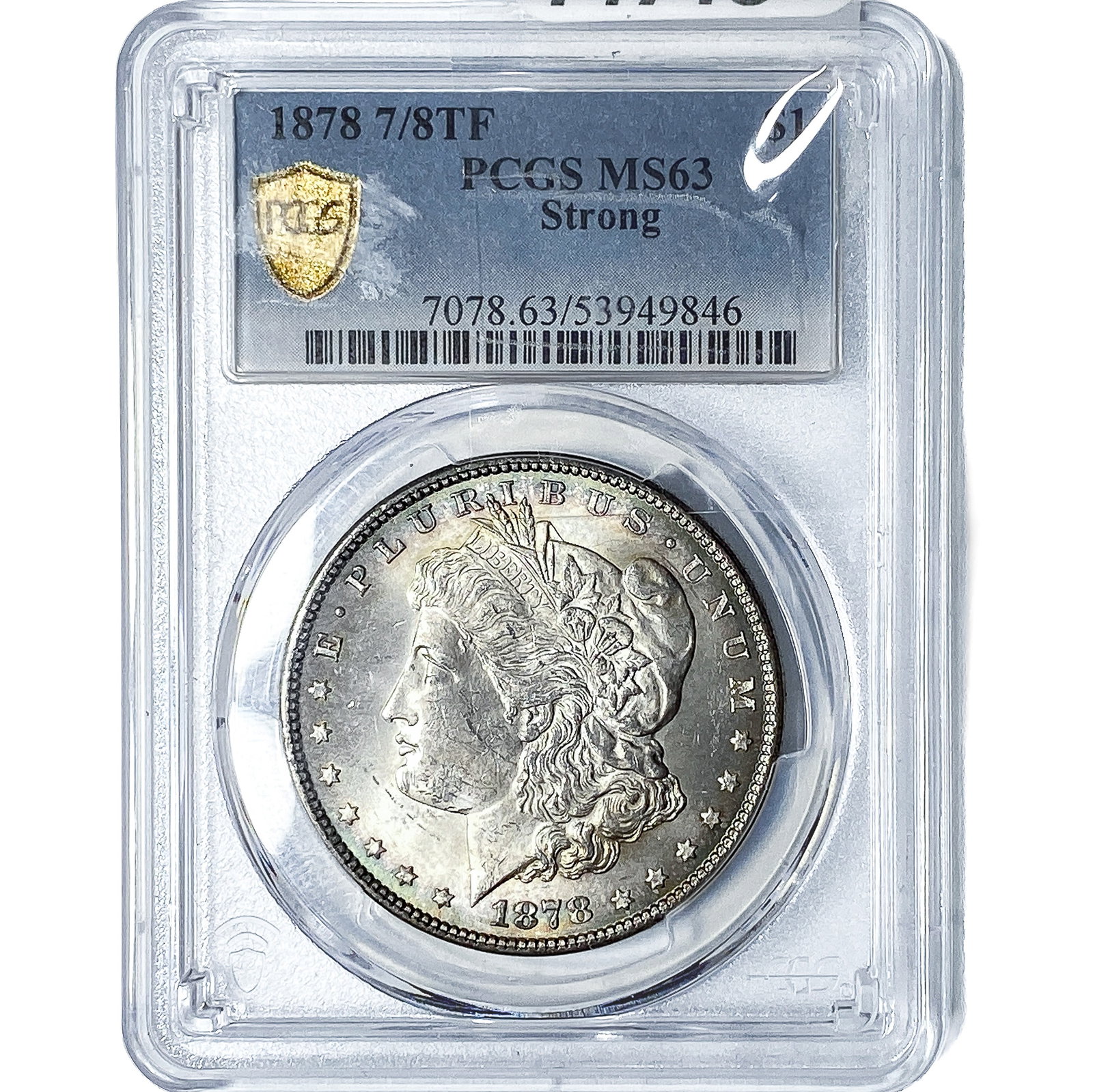 1878 7/8TF Morgan Silver Dollar PCGS MS63 Strong: 1878 7/8TF Morgan Silver Dollar PCGS MS63 Strong
