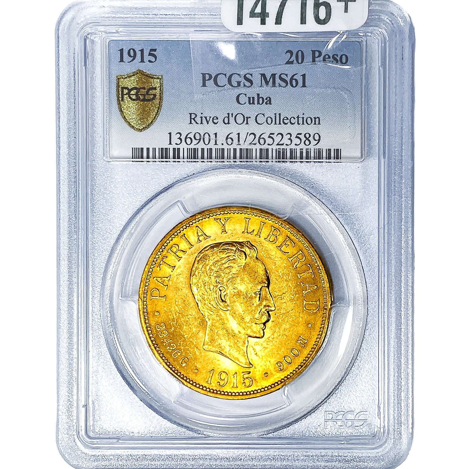 1915 20 Peso Cuba PCGS MS61 (1 of 4)