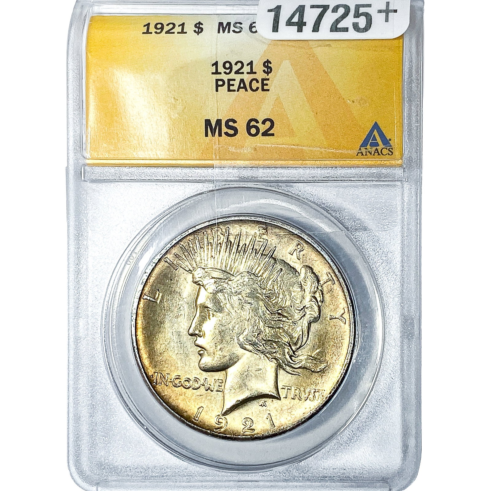 1921 Silver Peace Dollar ANACS MS62: 1921 Silver Peace Dollar ANACS MS62