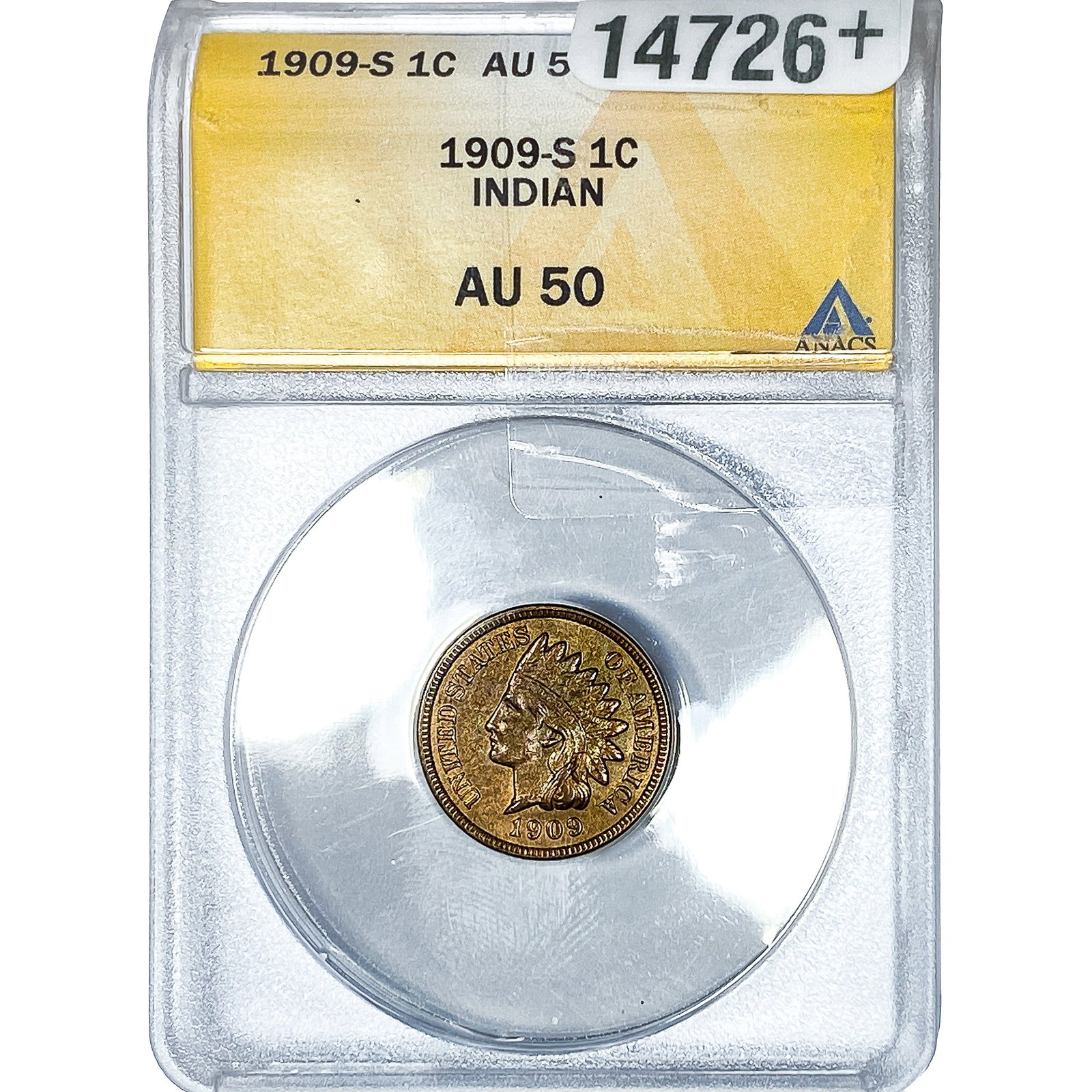 1909-S Indian Head Cent ANACS AU50 (1 of 4)
