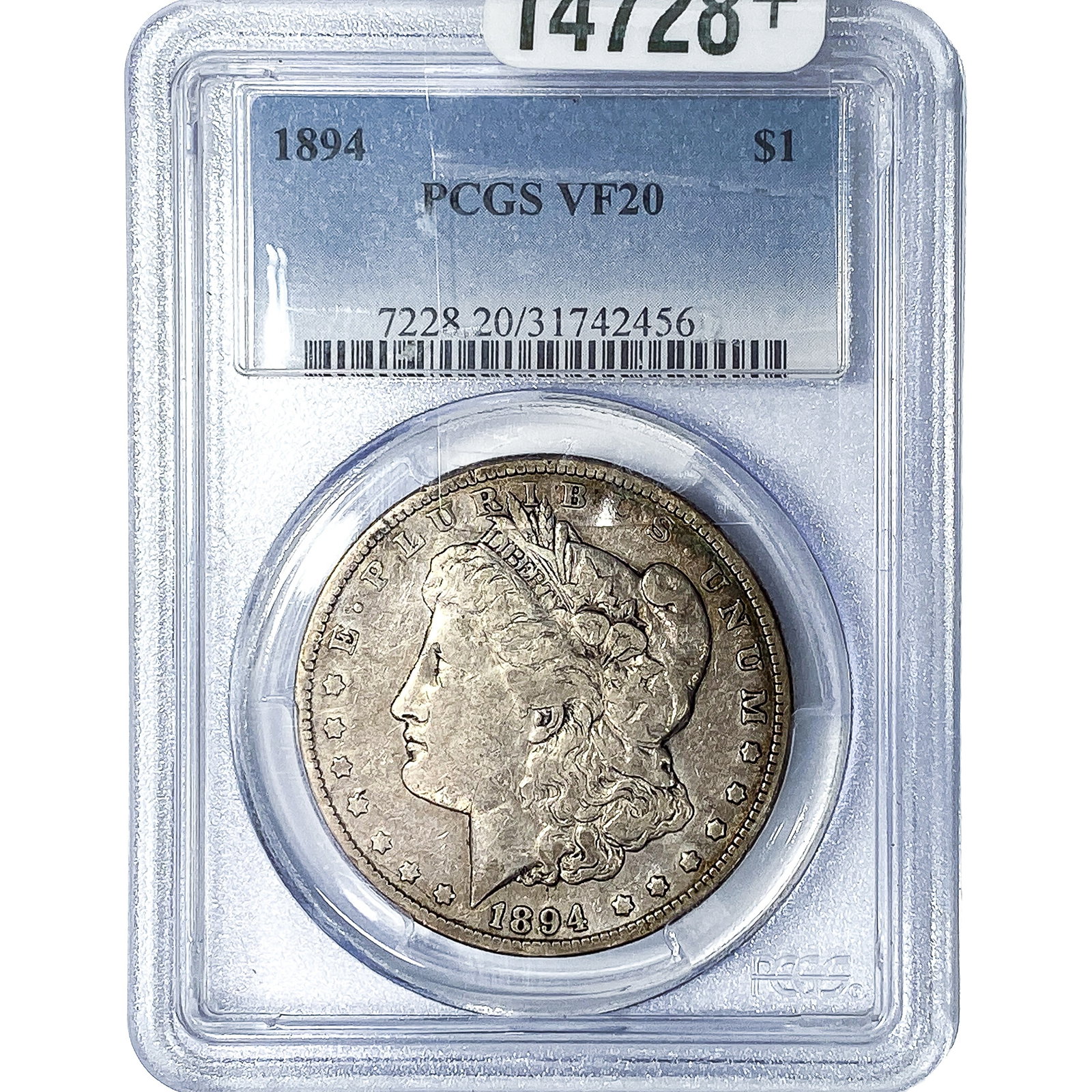 1894 Morgan Silver Dollar PCGS VF20: 1894 Morgan Silver Dollar PCGS VF20