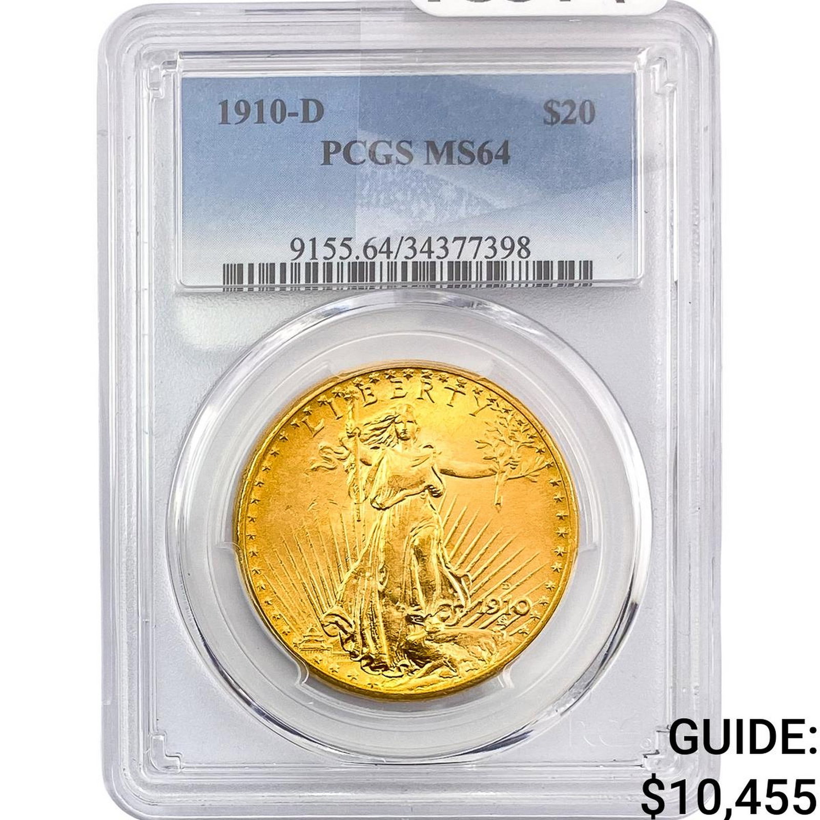 1910-D $20 Gold Double Eagle PCGS MS64: 1910-D $20 Gold Double Eagle PCGS MS64