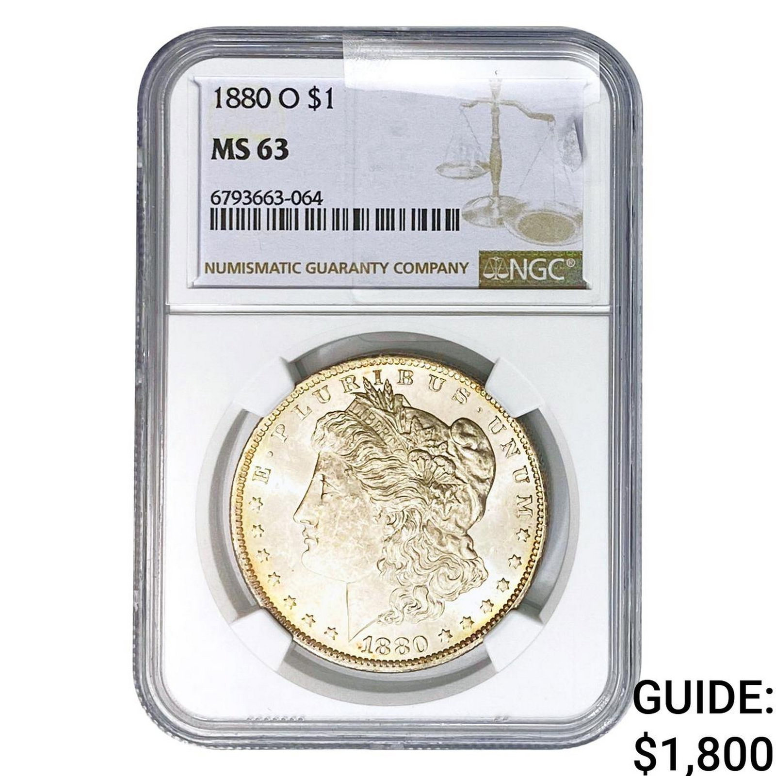 1880-O Morgan Silver Dollar NGC MS63: 1880-O Morgan Silver Dollar NGC MS63