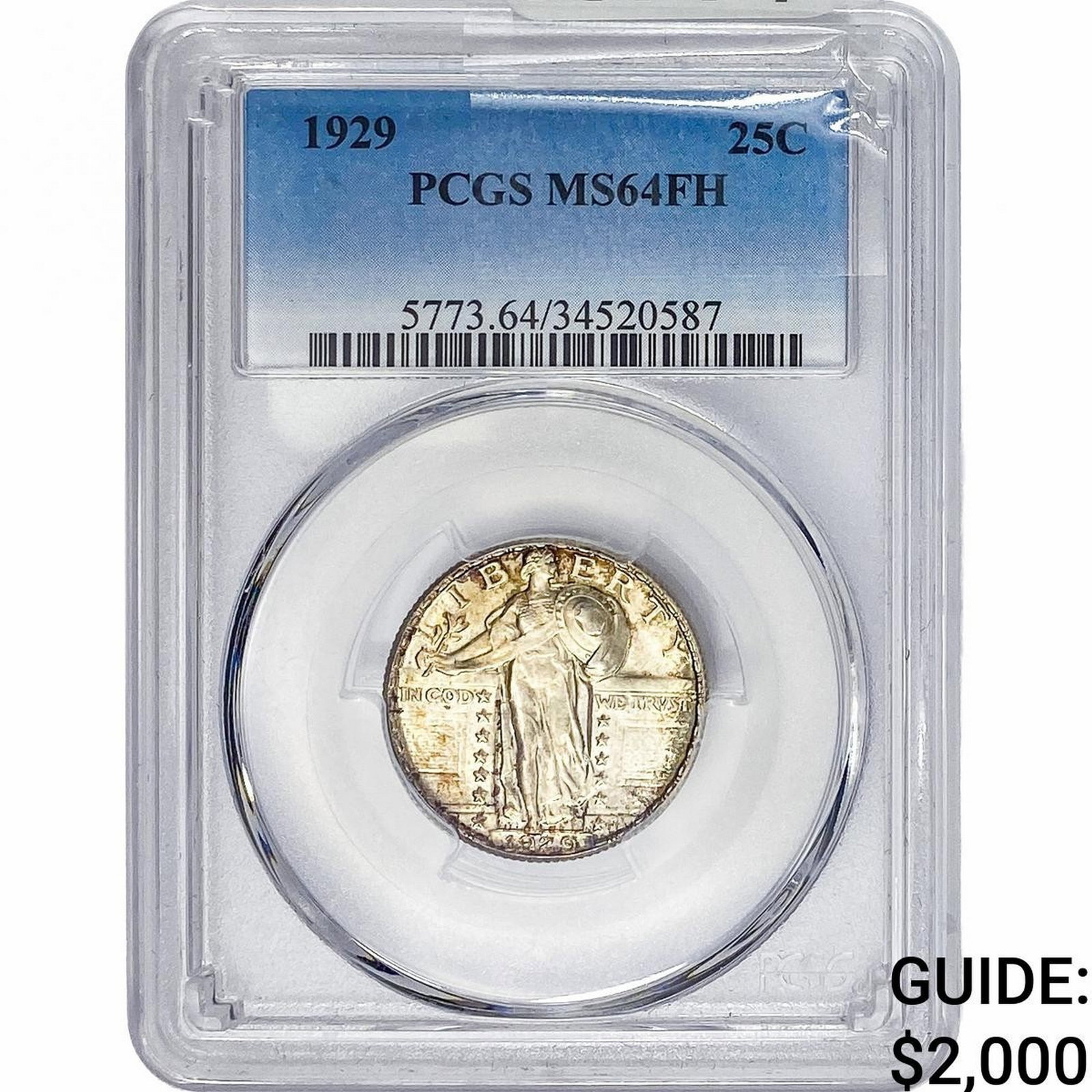 1929 Standing Liberty Quarter PCGS MS64 FH: 1929 Standing Liberty Quarter PCGS MS64 FH