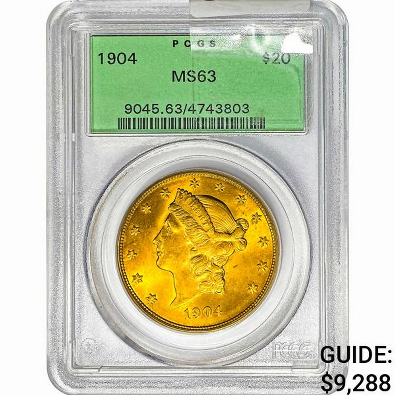 1904 $20 Gold Double Eagle PCGS MS63: 1904 $20 Gold Double Eagle PCGS MS63