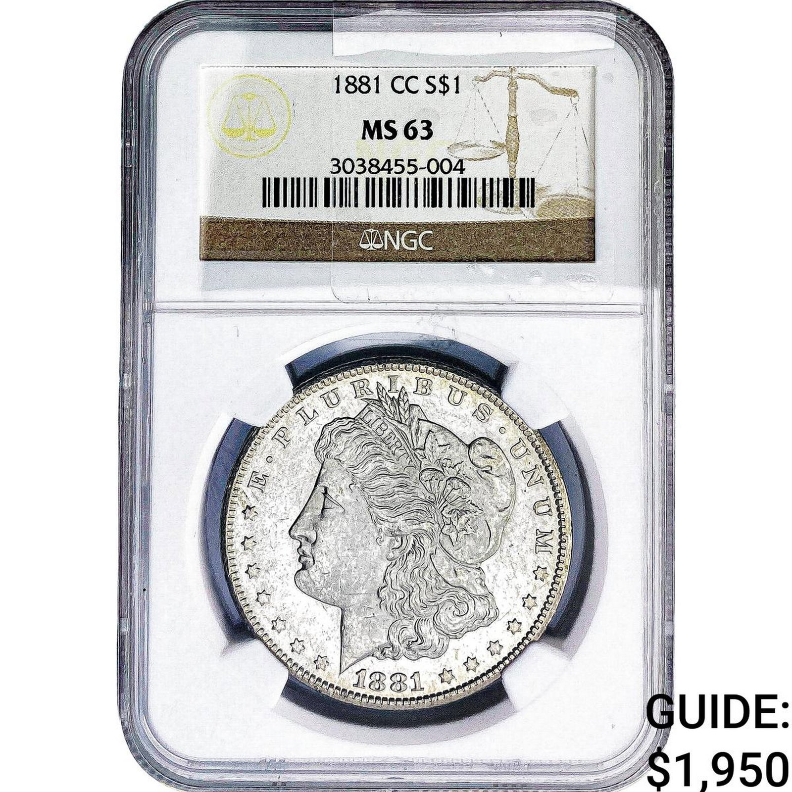 1881-CC Morgan Silver Dollar NGC MS63: 1881-CC Morgan Silver Dollar NGC MS63
