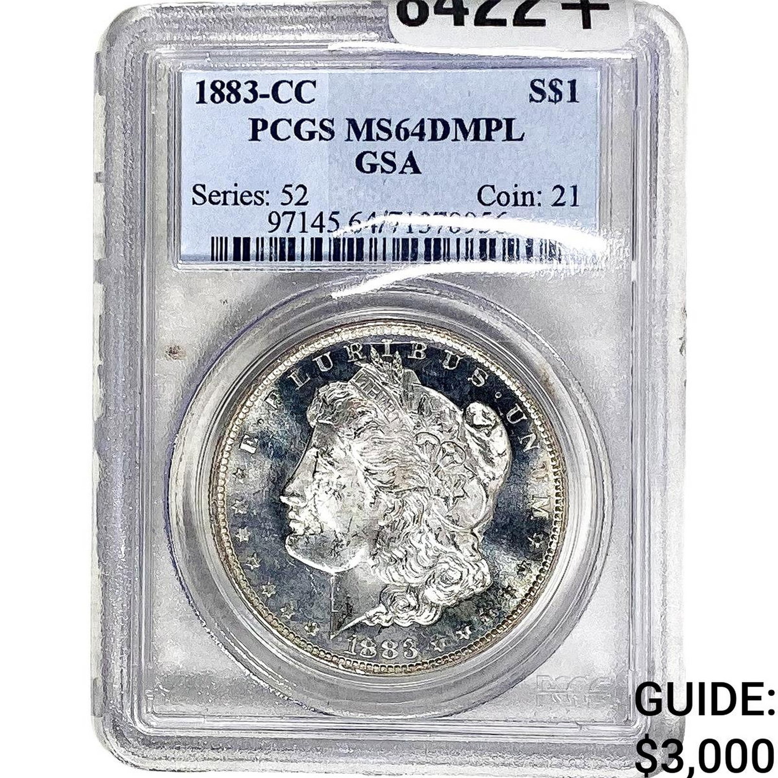 1883-CC Morgan Silver Dollar PCGS MS65 DMPL GSA: 1883-CC Morgan Silver Dollar PCGS MS65 DMPL GSA