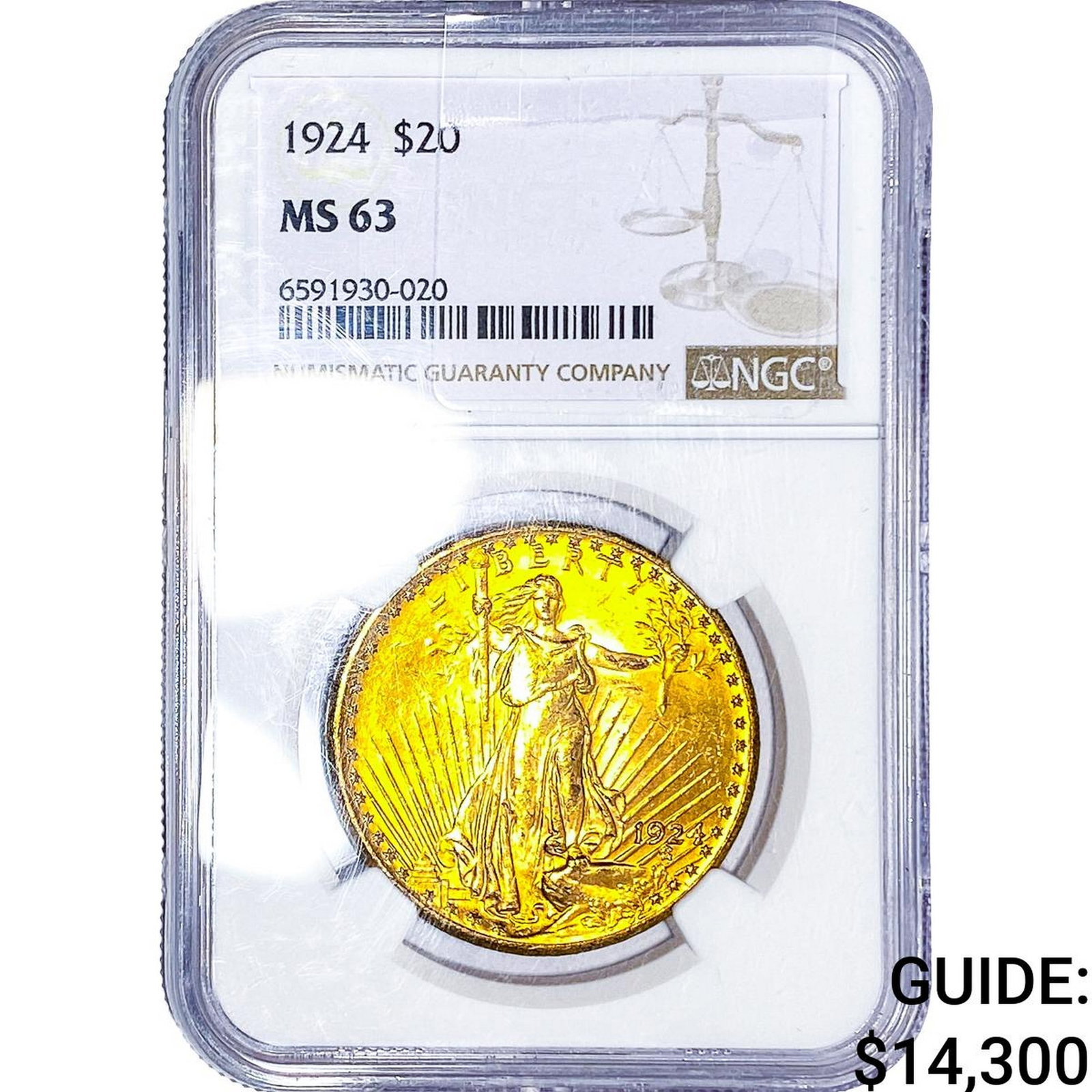 1924 $20 Gold Double Eagle NGC MS63: 1924 $20 Gold Double Eagle NGC MS63