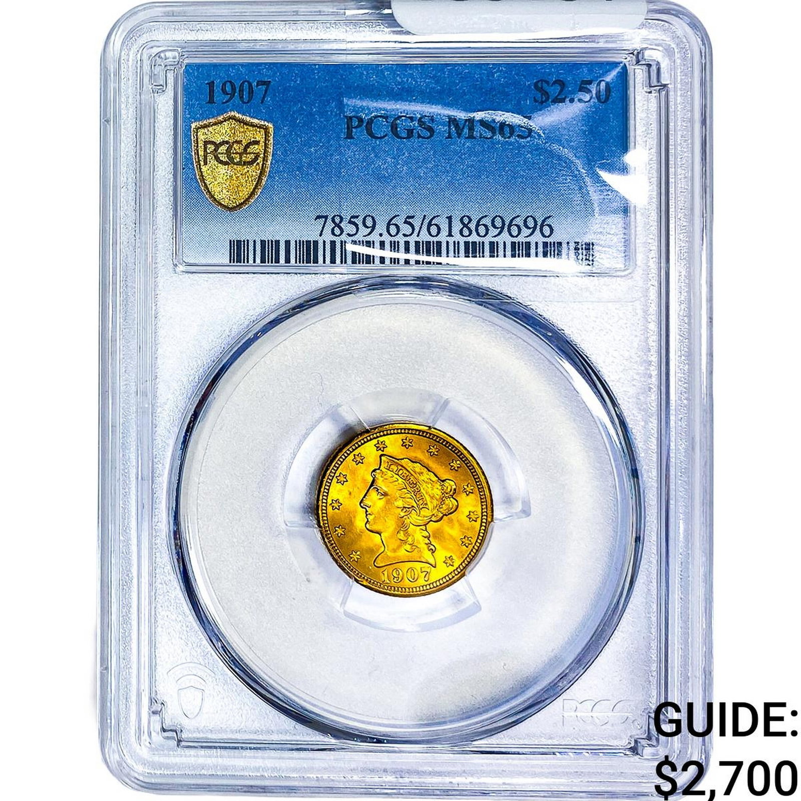 1907 $2.50 Gold Quarter Eagle PCGS MS65: 1907 $2.50 Gold Quarter Eagle PCGS MS65