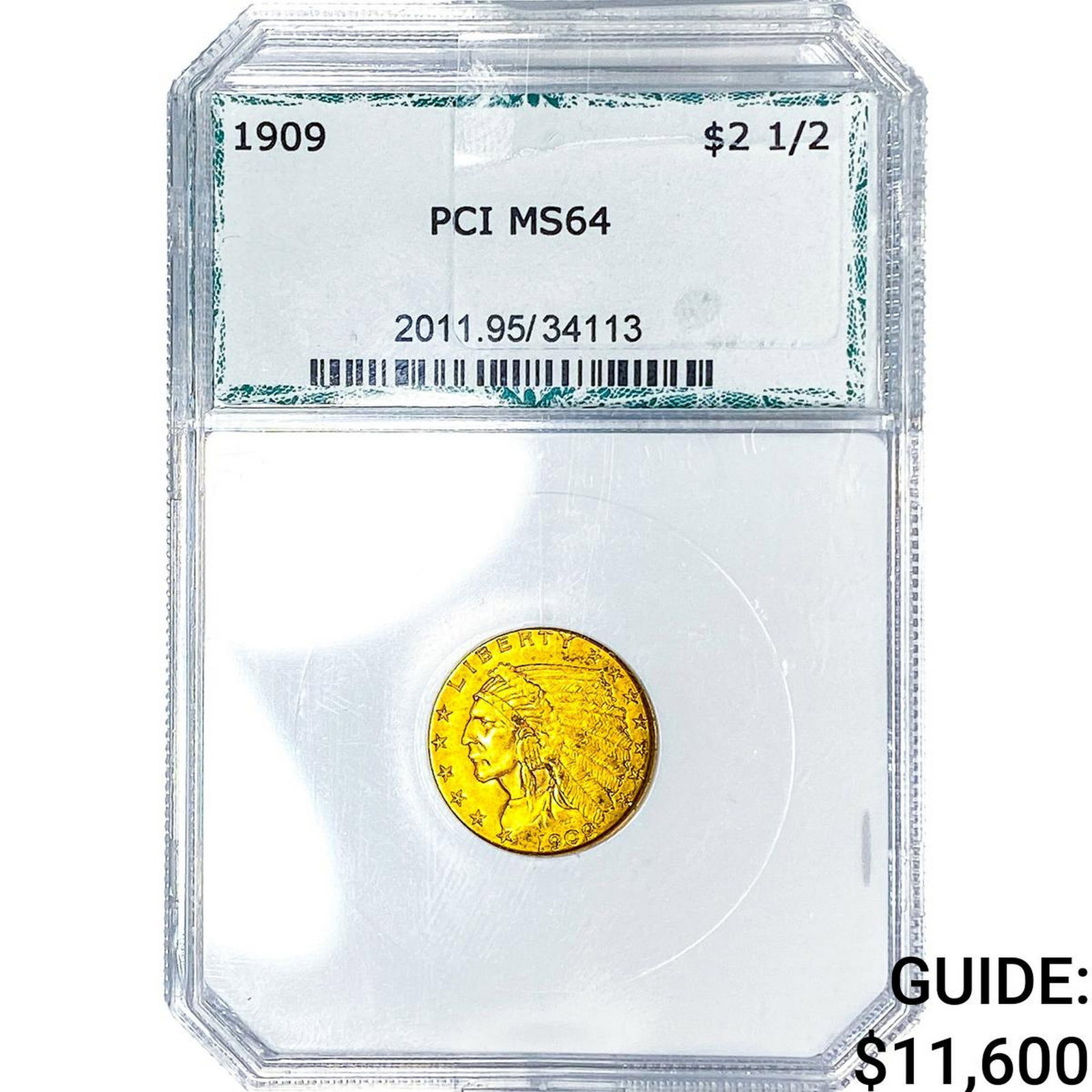 1909 $2.50 Gold Quarter Eagle PCI MS64: 1909 $2.50 Gold Quarter Eagle PCI MS64