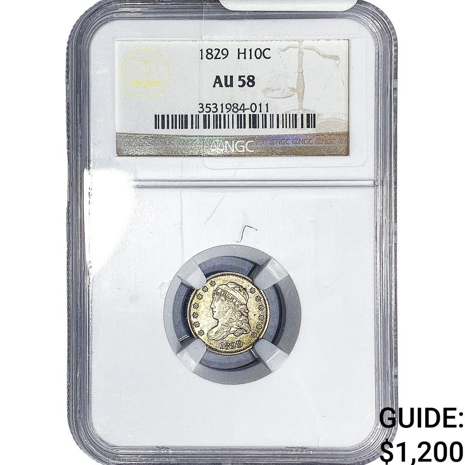 1829 Capped Bust Half Dime NGC AU58: 1829 Capped Bust Half Dime NGC AU58
