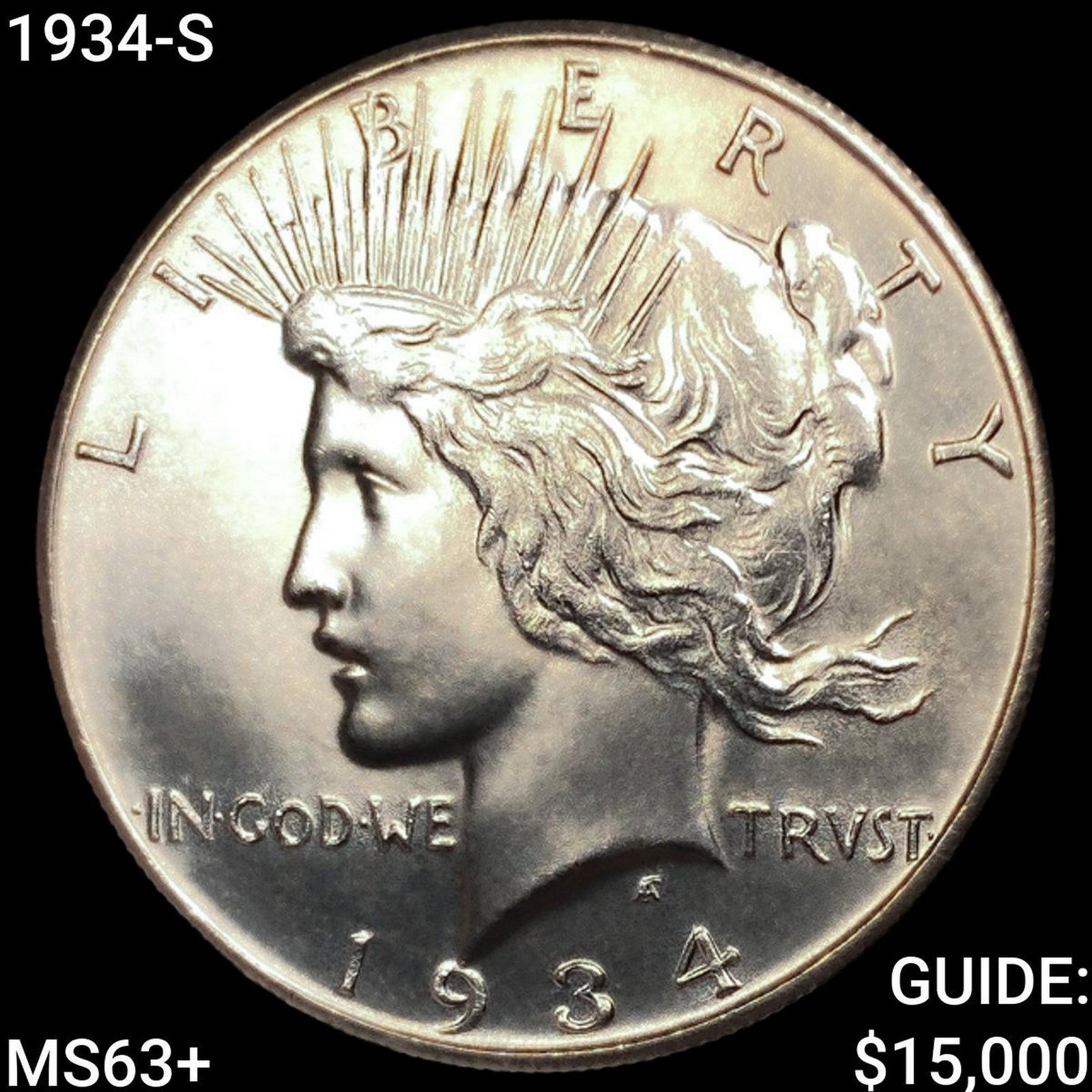1934-S Silver Peace Dollar CHOICE BU+: 1934-S Silver Peace Dollar CHOICE BU+