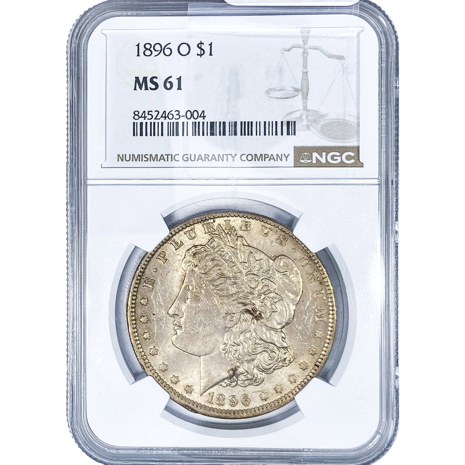 1896-O Morgan Silver Dollar NGC MS61: 1896-O Morgan Silver Dollar NGC MS61