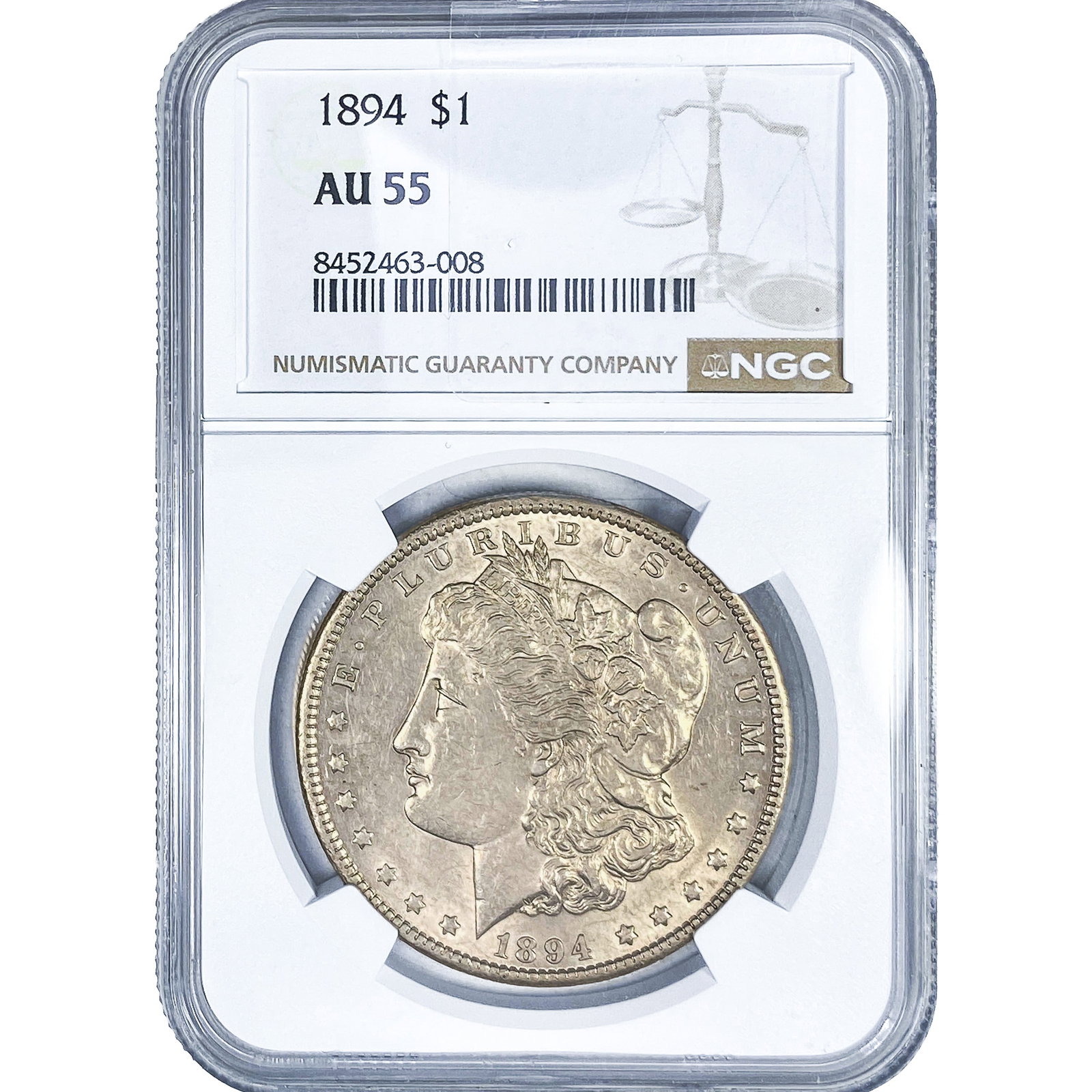 1894 Morgan Silver Dollar NGC AU55: 1894 Morgan Silver Dollar NGC AU55