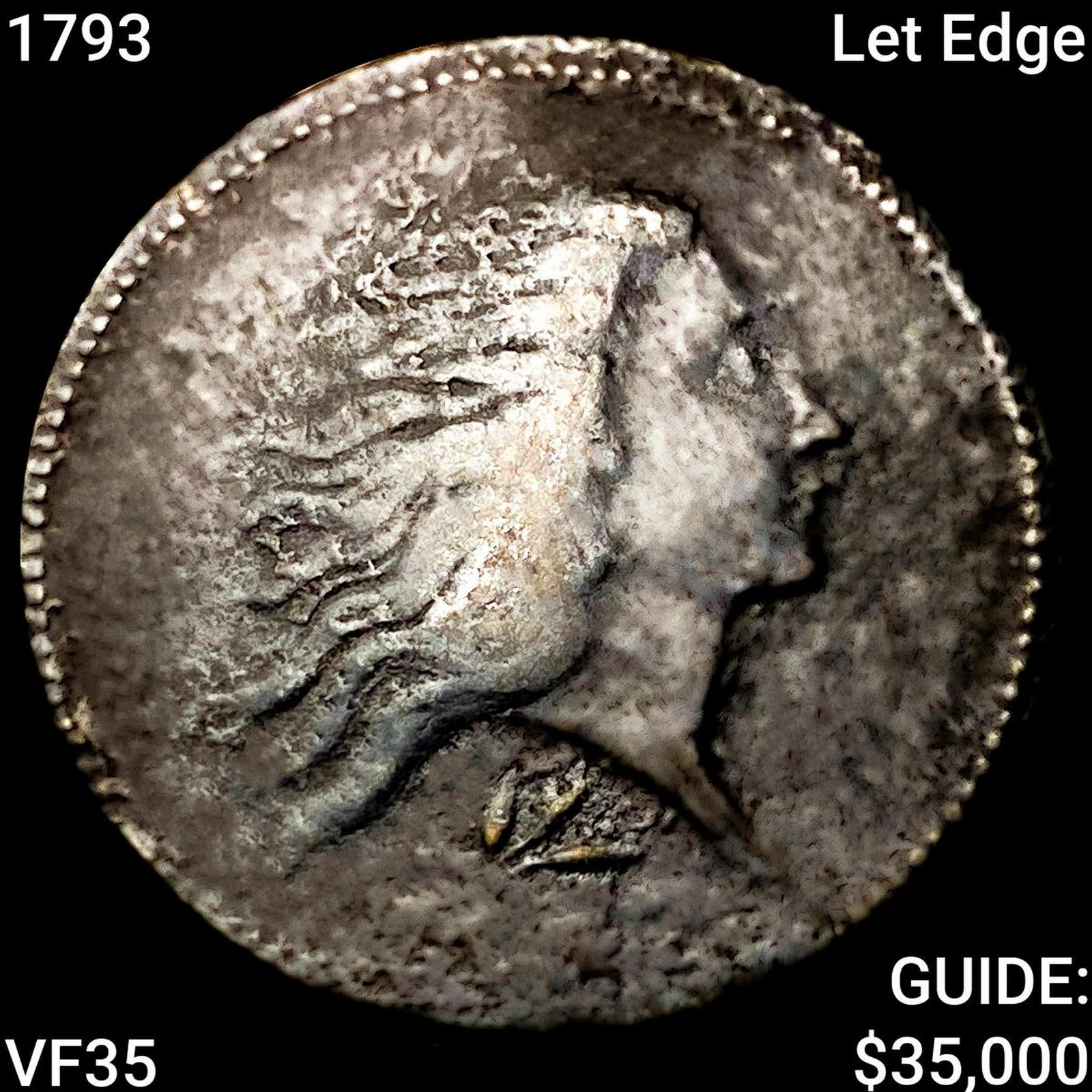 1793 Let Edge Flowing Hair Half Cent ABOUT UNCIRCULATED: 1793 Let Edge Flowing Hair Half Cent ABOUT UNCIRCULATED