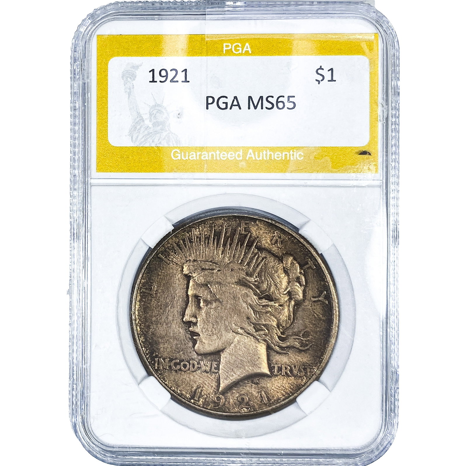 1921 Silver Peace Dollar PGA MS65: 1921 Silver Peace Dollar PGA MS65