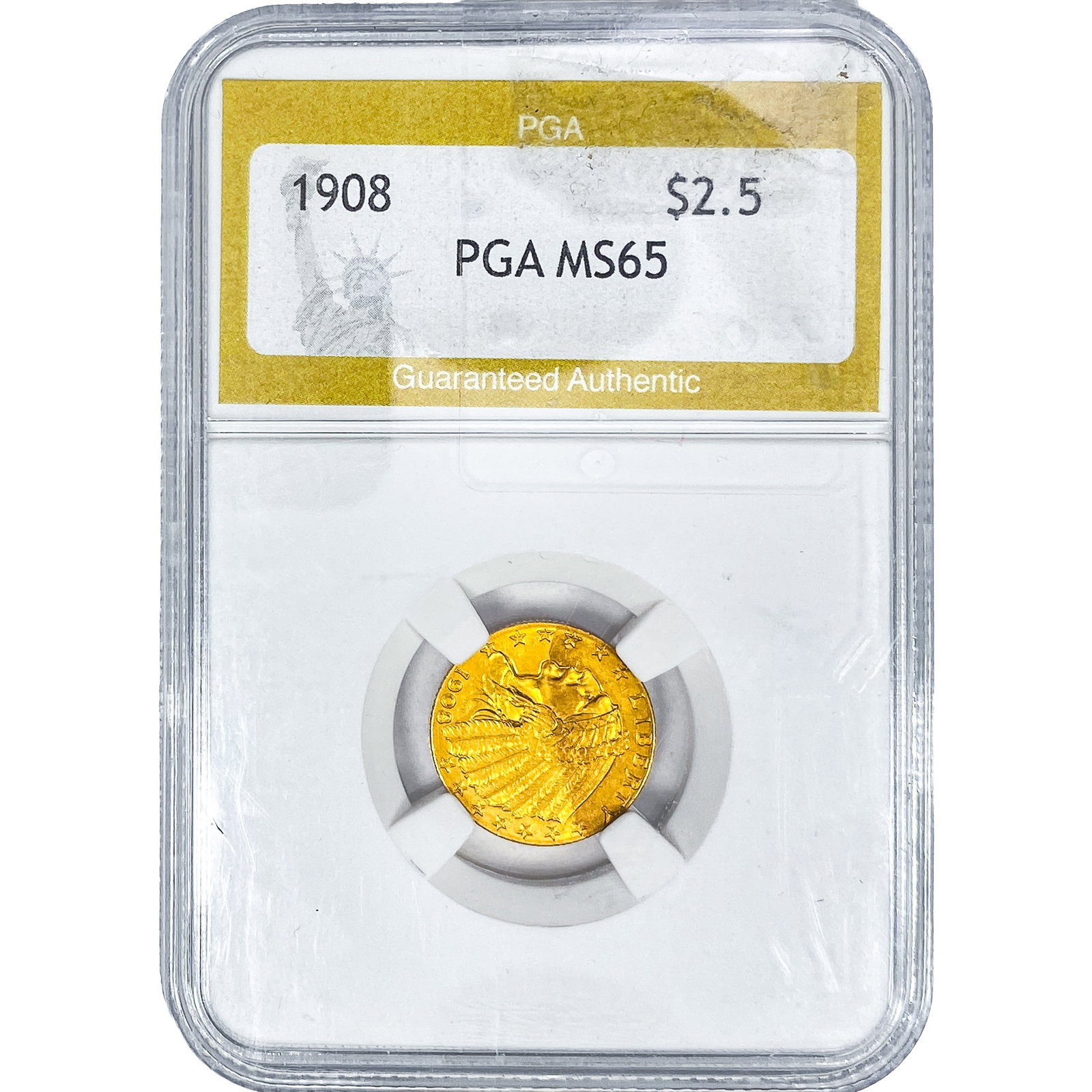 1908 $2.50 Gold Quarter Eagle PGA MS65: 1908 $2.50 Gold Quarter Eagle PGA MS65