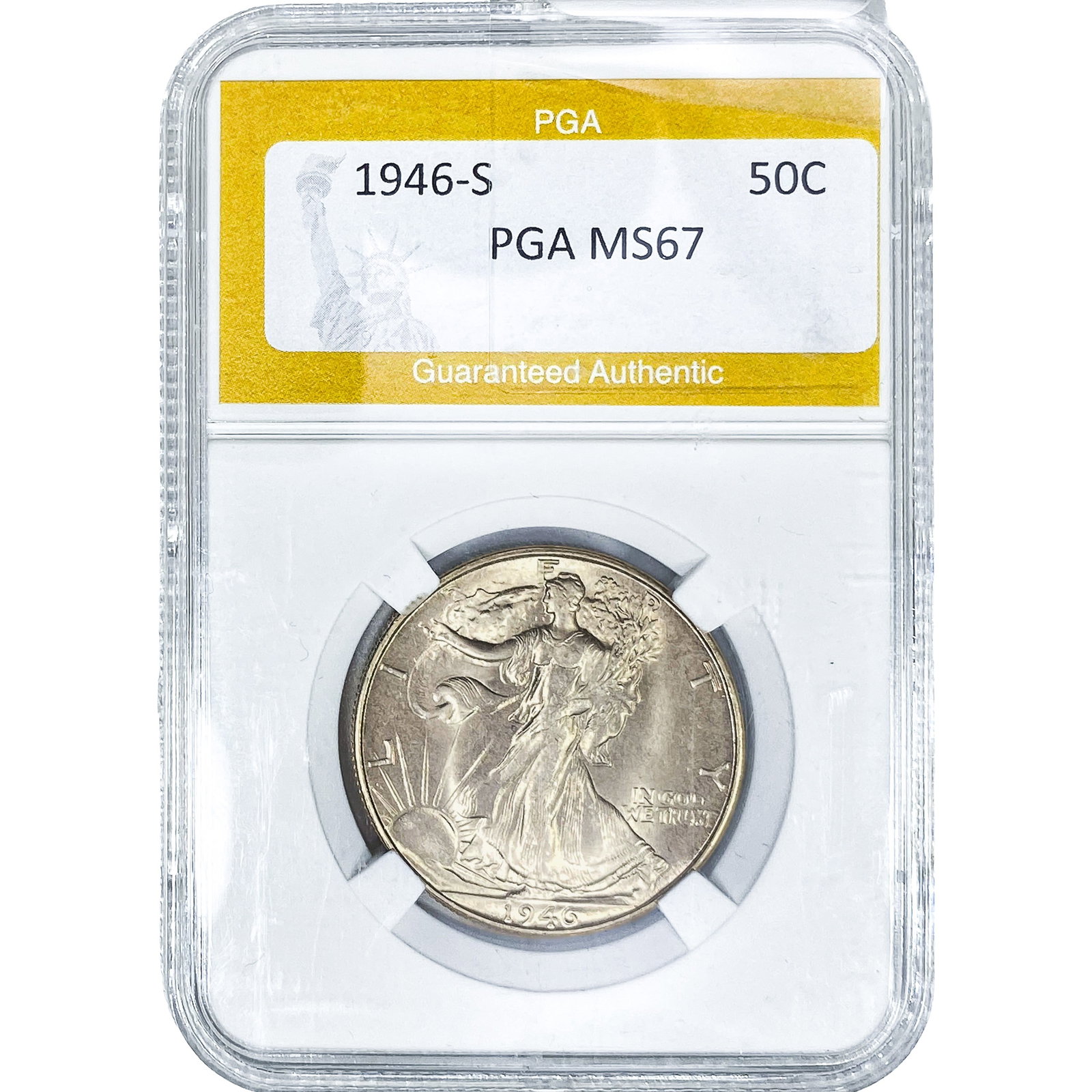 1946-S Walking Liberty Half Dollar PGA MS67: 1946-S Walking Liberty Half Dollar PGA MS67